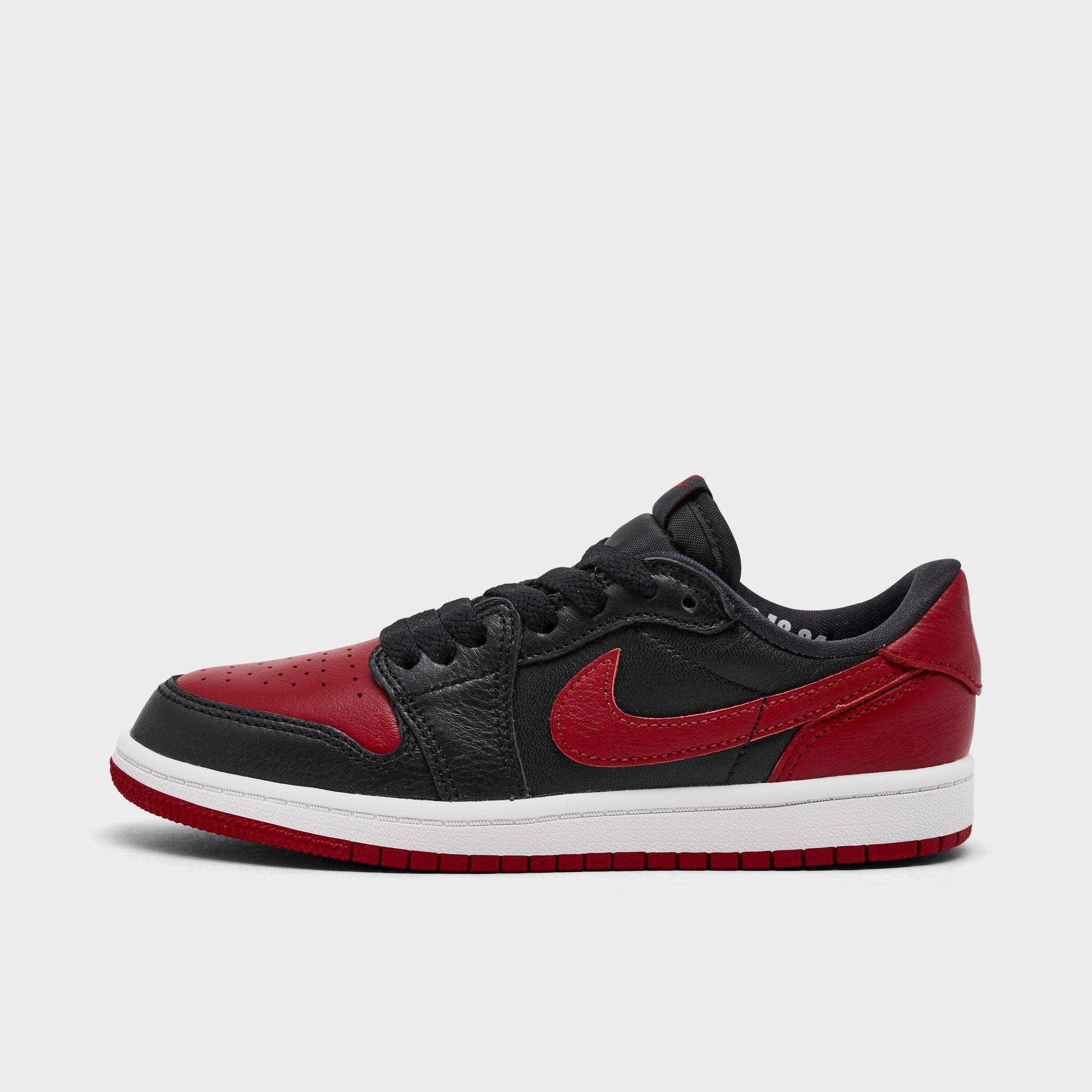 Jordan Little Kids Air Retro 1 Low OG Casual Shoes in Black/Varsity Red/Summit White Size: 13.0