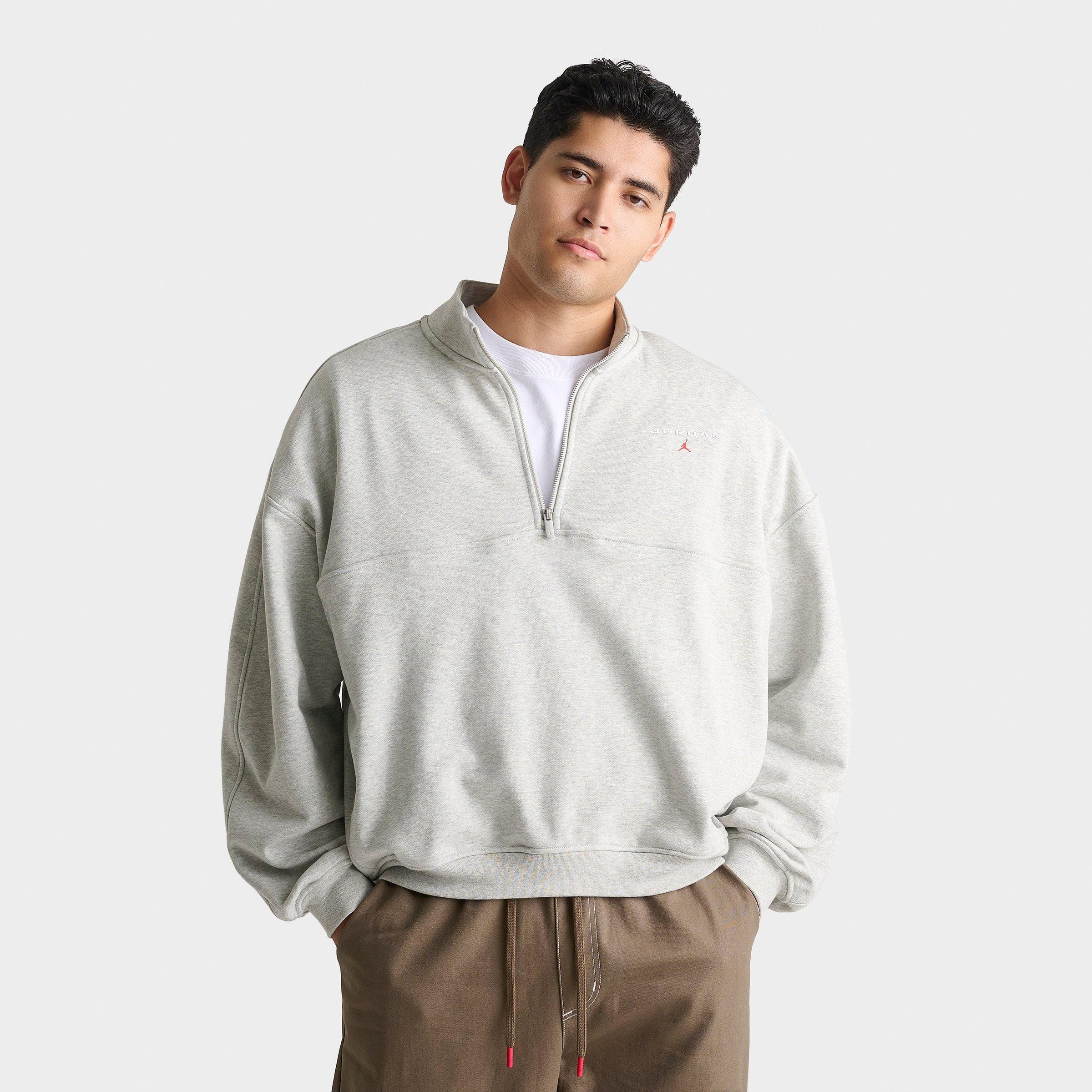 Jordan Men's Flight Fleece Quarter-Zip Top in Grey Heather Size: XL