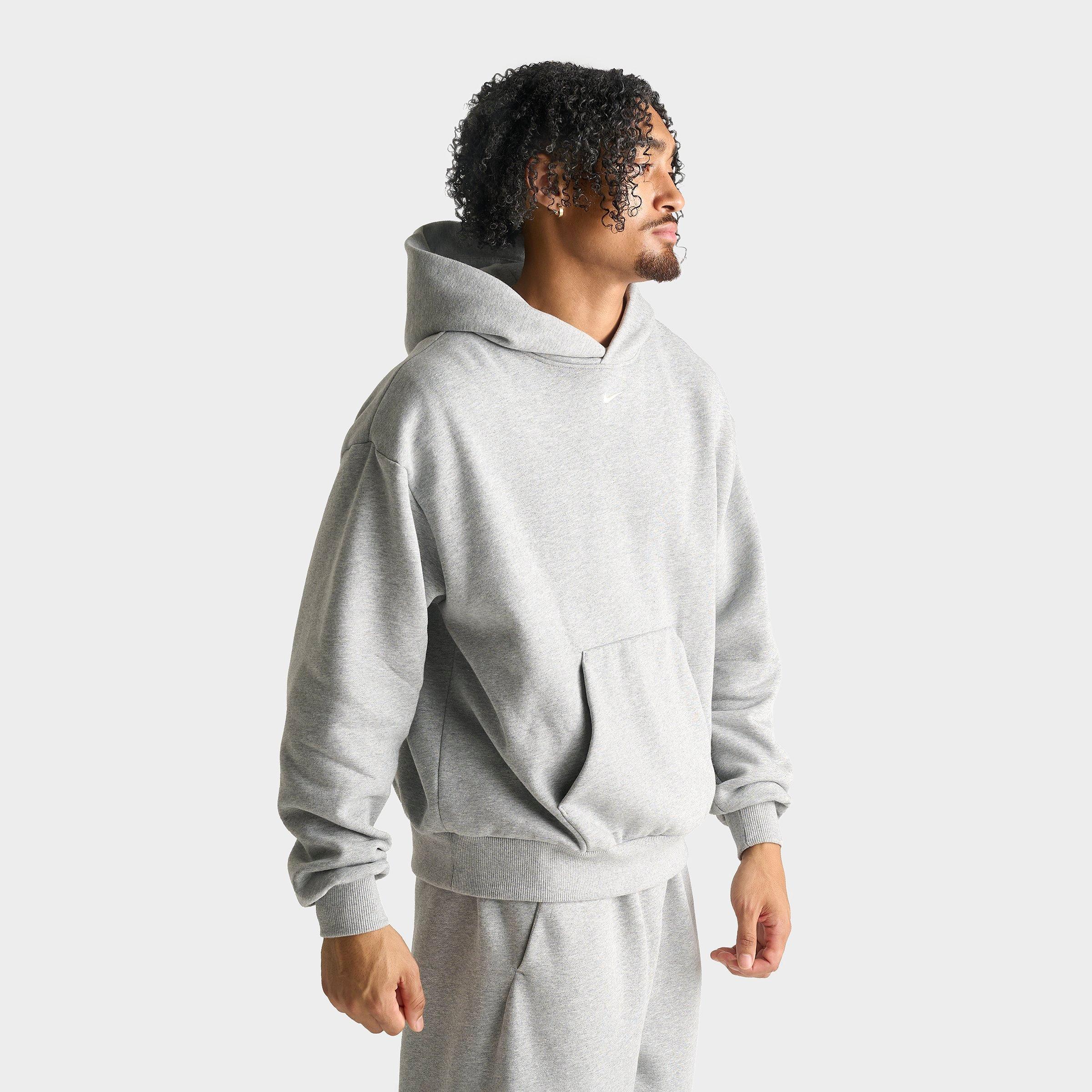 Nike Men's Solo Swoosh Pullover Hoodie in Dark Grey Heather/Sail Size: XL