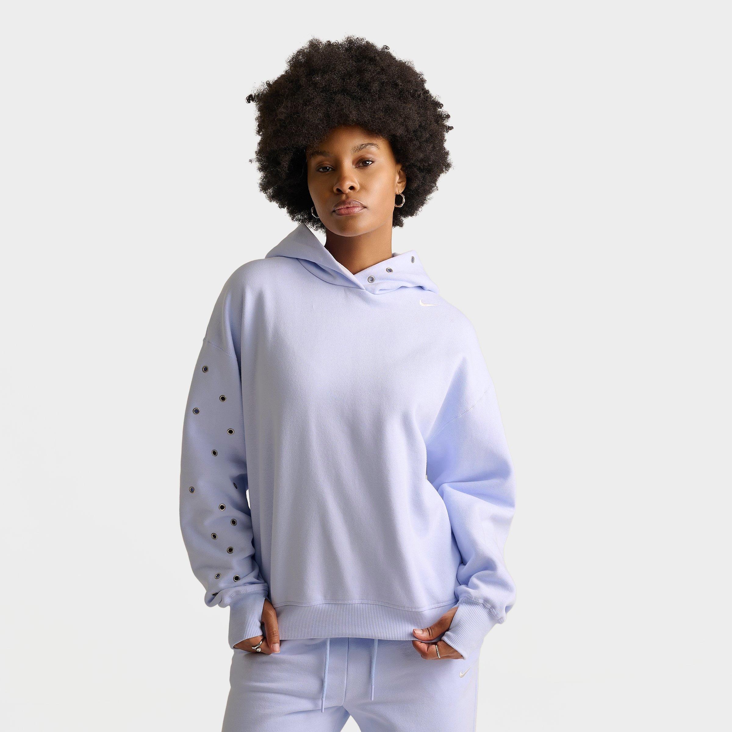 Nike Women's Studio Fleece Medium Weight Grommet Oversized Pullover Hoodie in Palest Purple/Sail