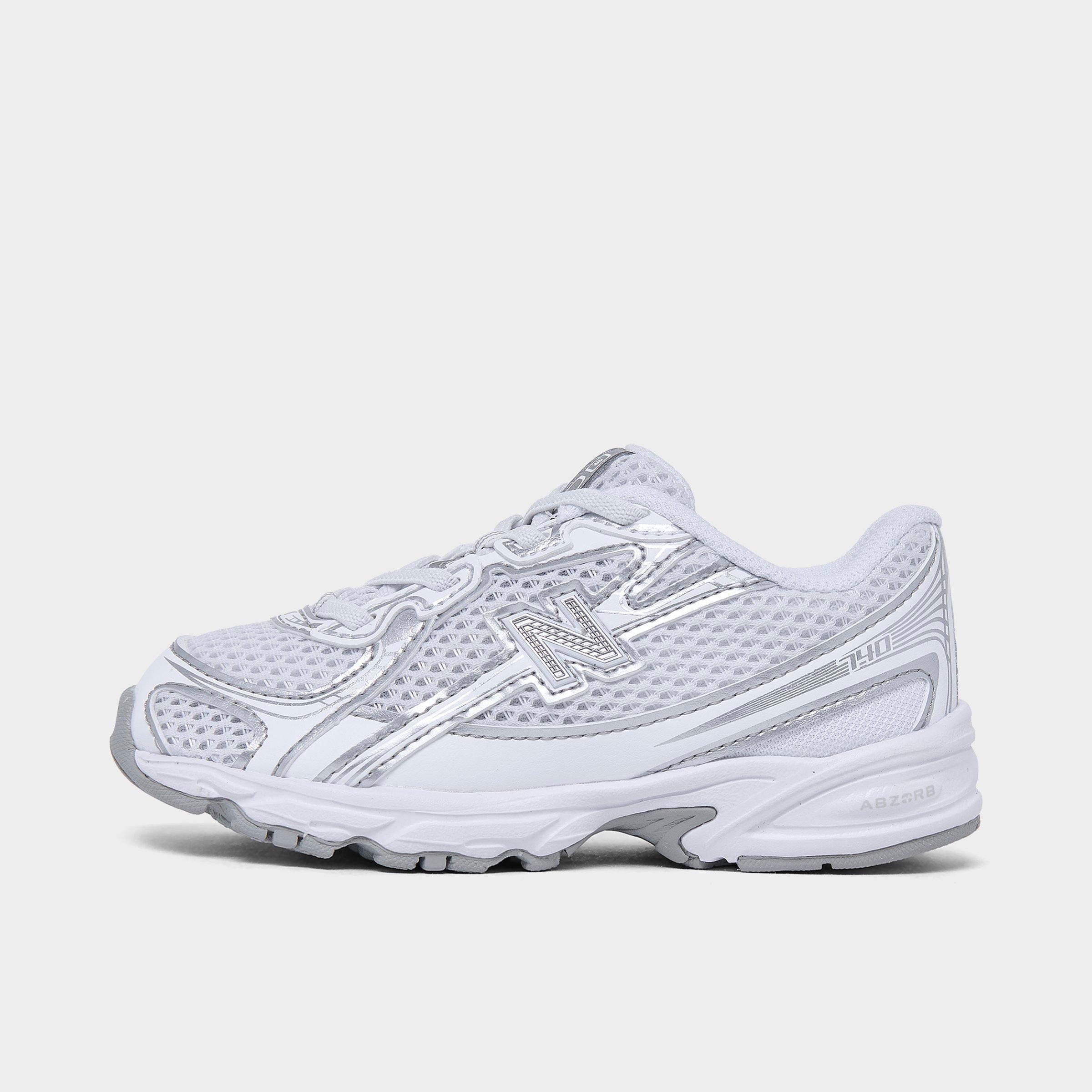 New Balance Kids Toddler 740 Stretch Lace Casual Shoes in WHITE/METALLIC Size: 4.0
