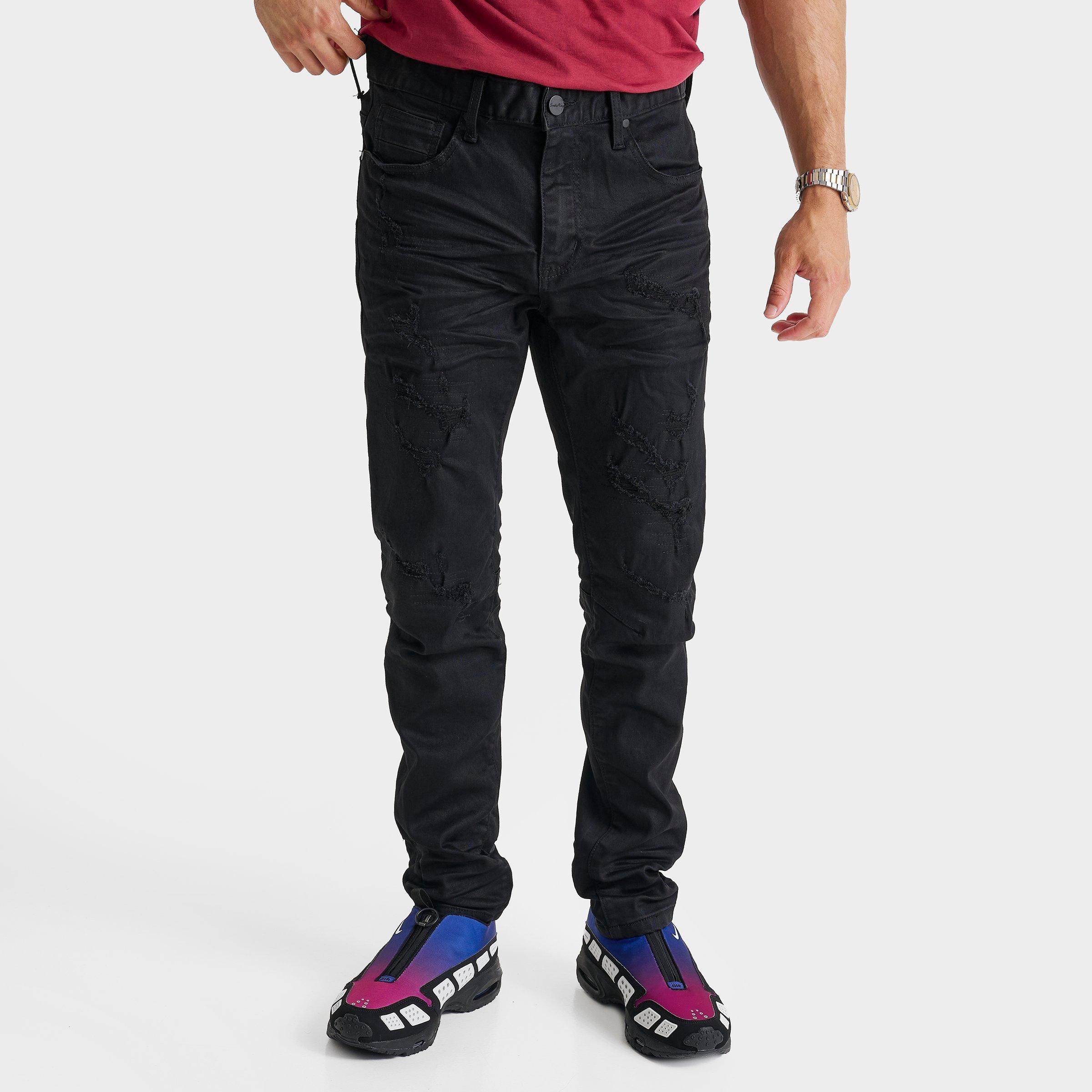 Smoke Rise Men's Slim Waxed Denim Jeans in Black Size: 30