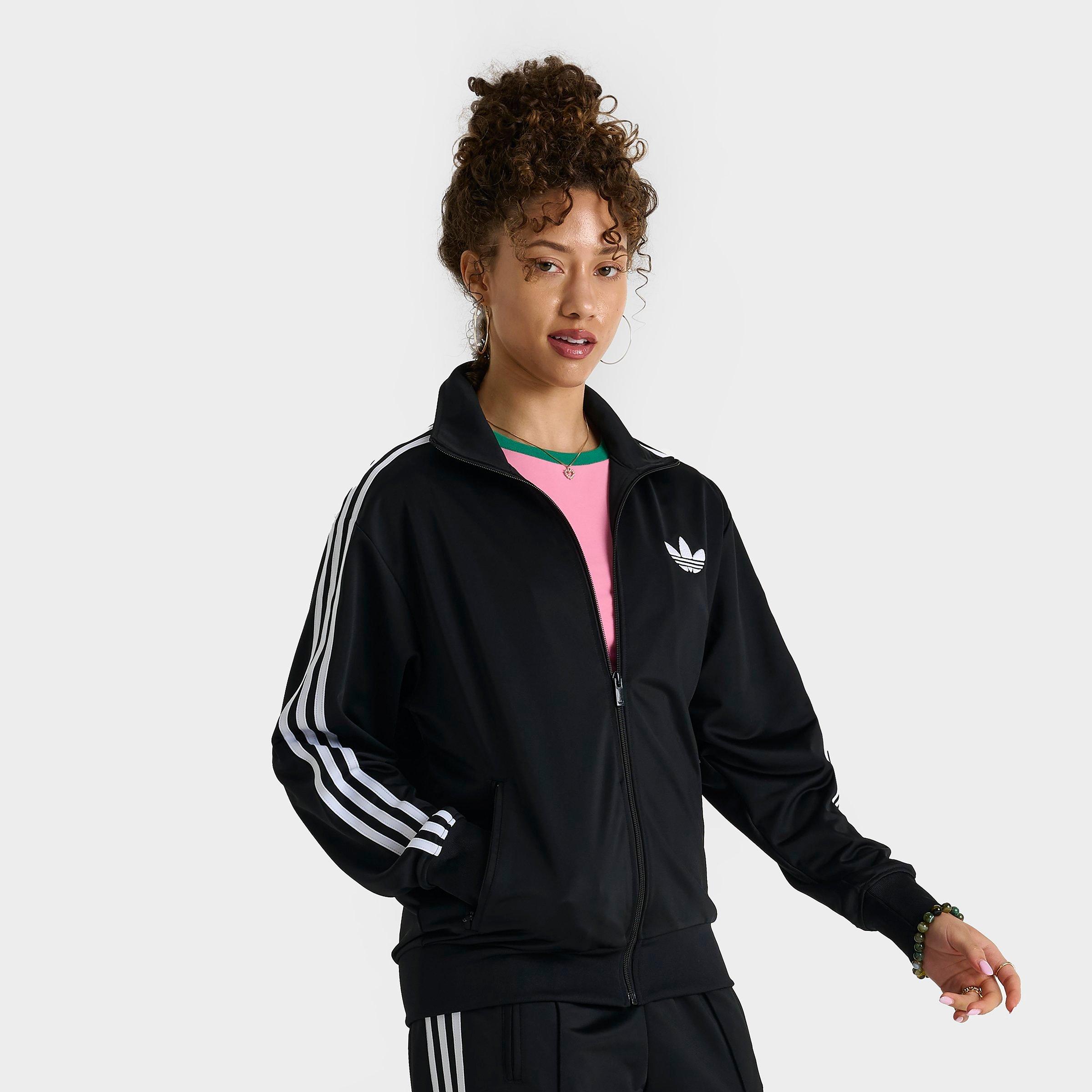 adidas Women's Originals adicolor 3-Stripes Firebird Loose Track Top in Black Size: 2XS