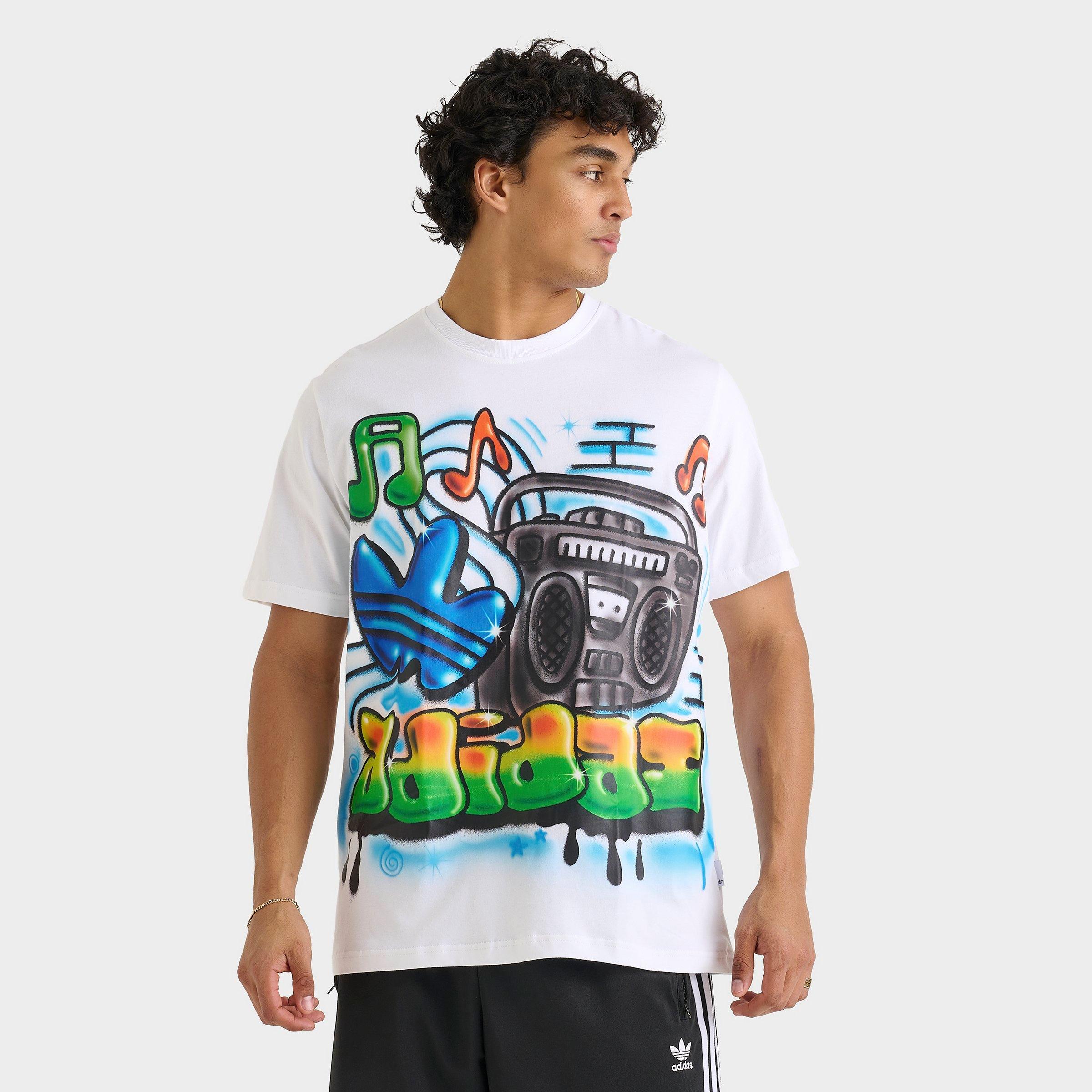 adidas Men's Originals Airbrush Graphic T-Shirt in White Size: Medium