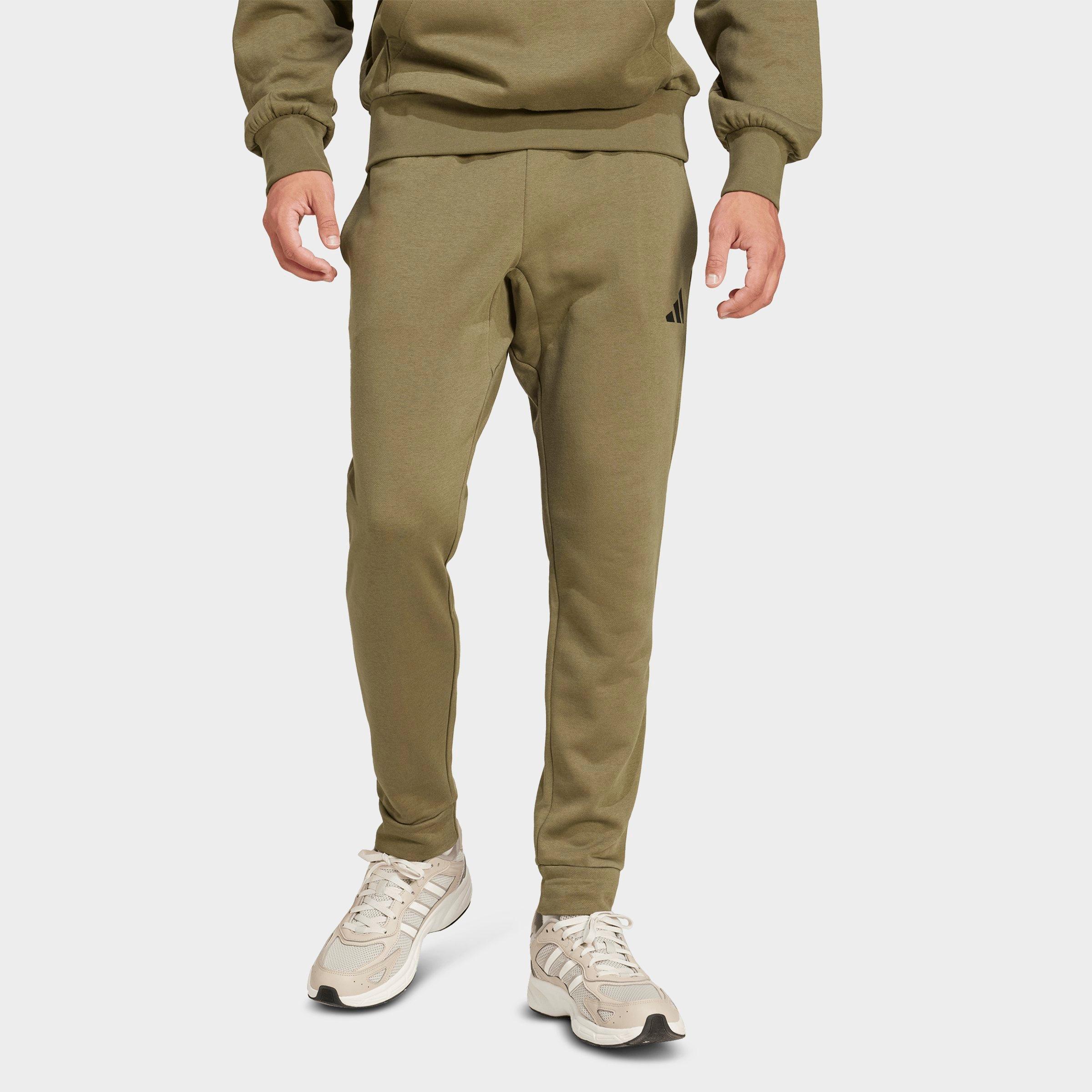 adidas Men's Essentials Feelcozy Fleece Jogger Pants in Olive Strata/Black Size: 2XL