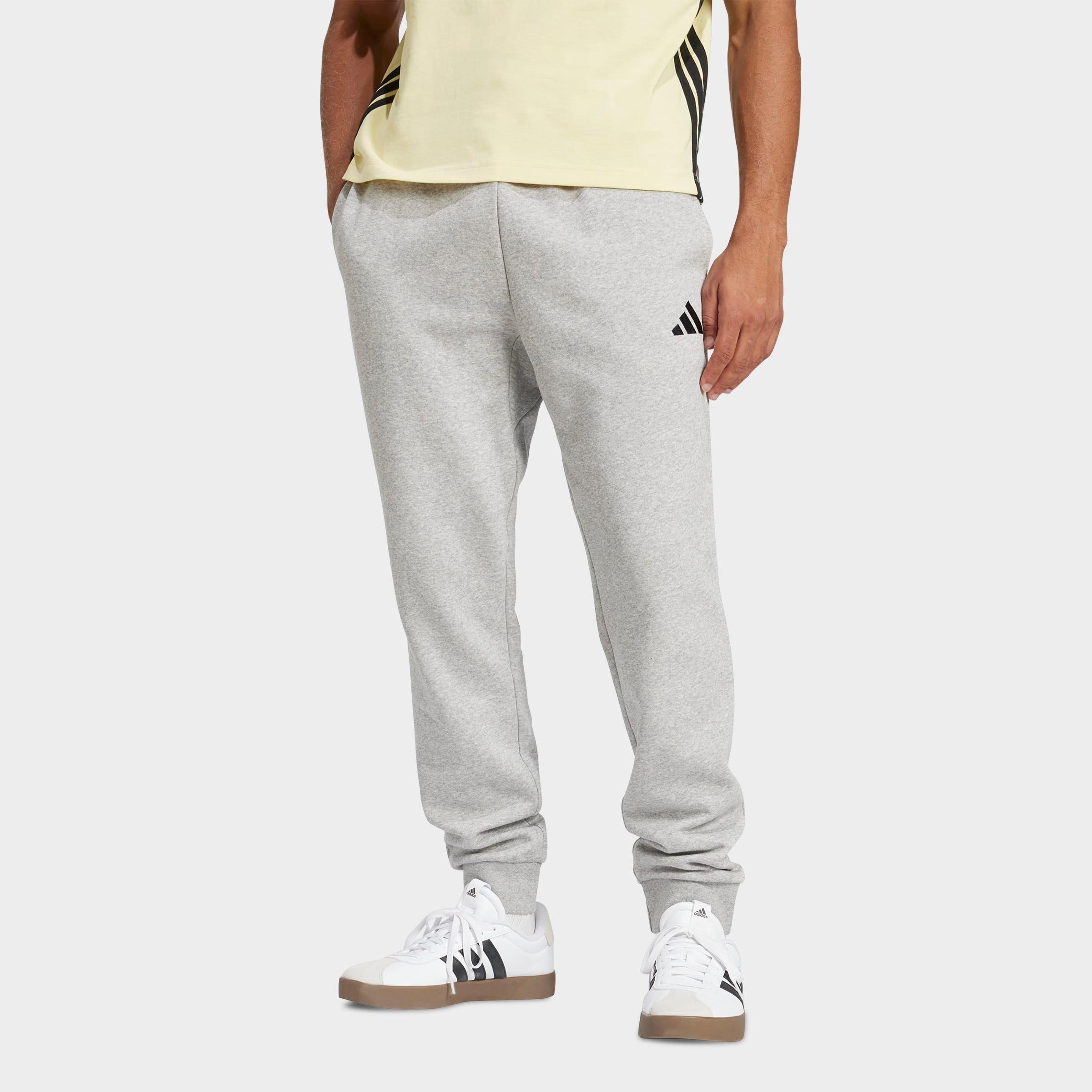 adidas Men's Essentials Feelcozy Fleece Jogger Pants in Medium Grey Heather/Black Size: XL