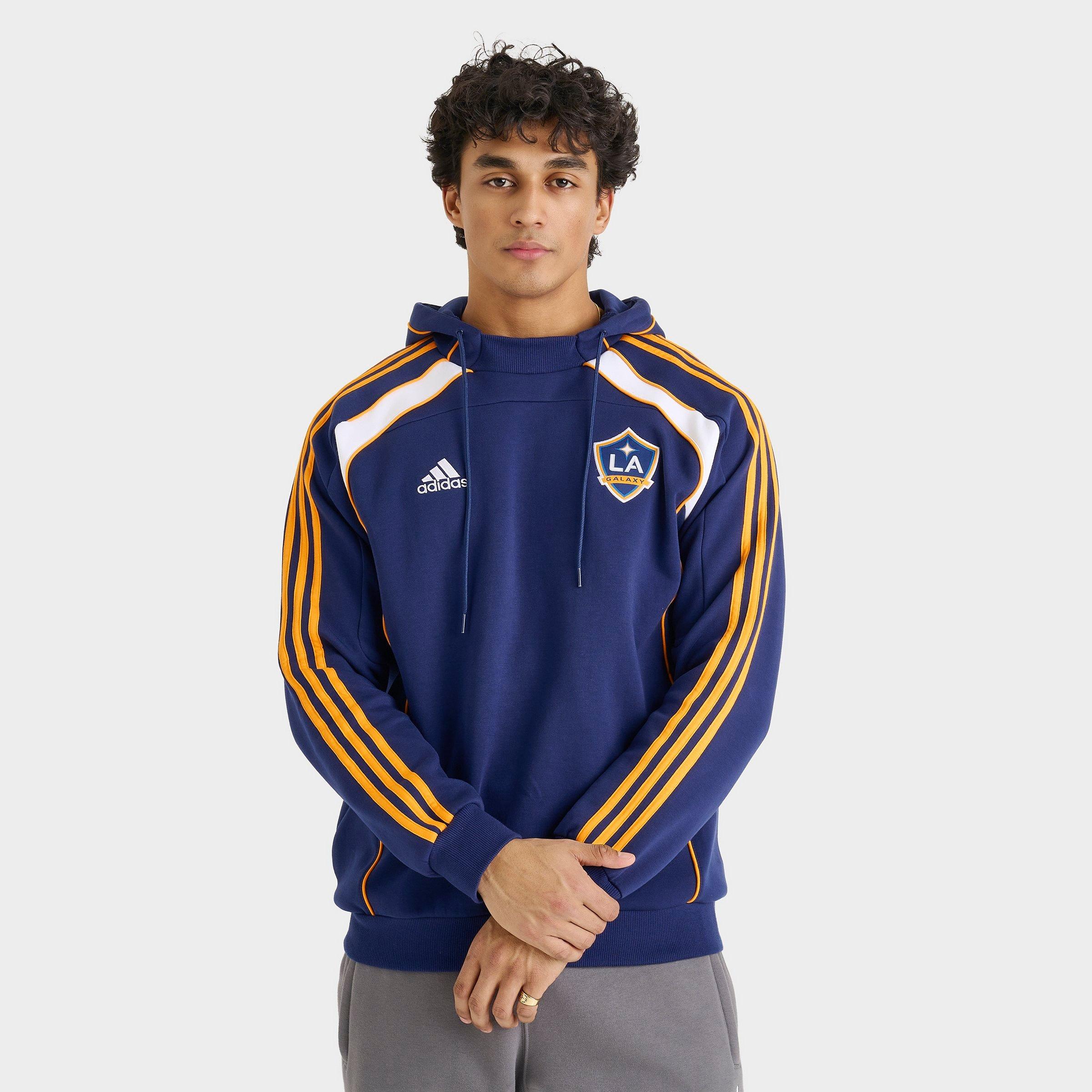 adidas Men's LA Galaxy MLS Travel Hoodie in Dark Blue Size: Medium
