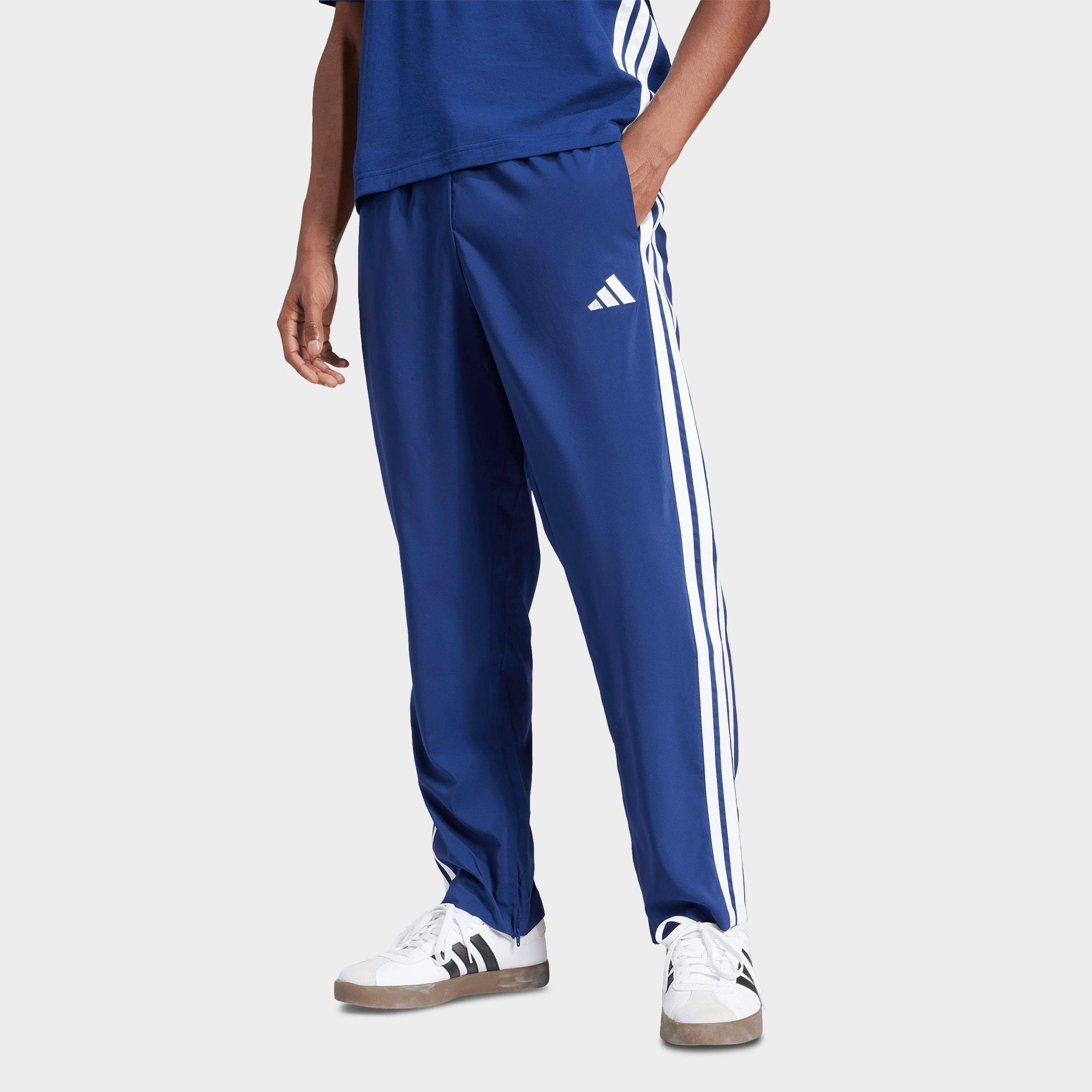 adidas Men's Essentials 3-Stripes Stanford Open Hem Pants in Dark Blue/White Size: Small