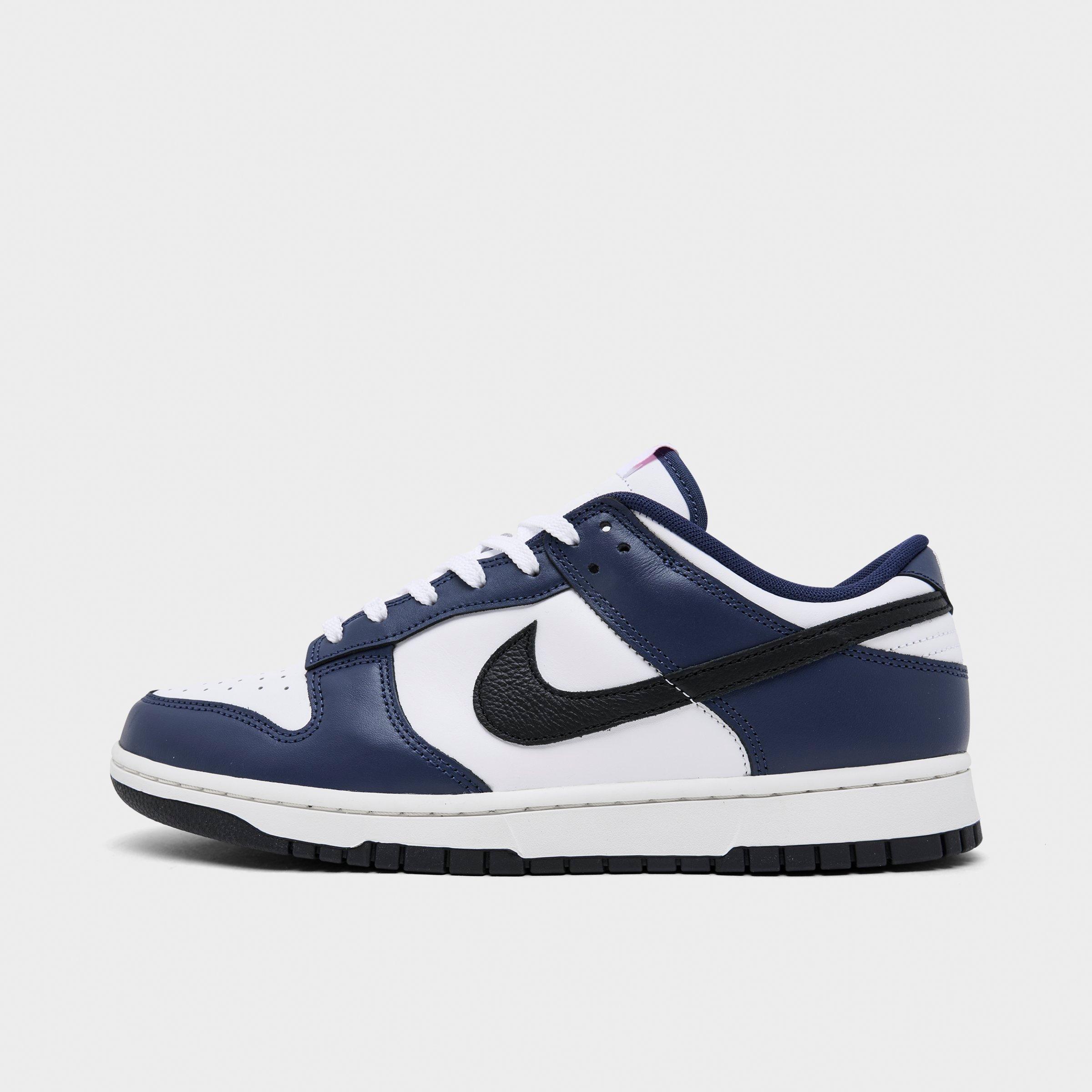 Nike Men's Dunk Low Retro Casual Shoes in White/Black/Midnight Navy Size: 9.5