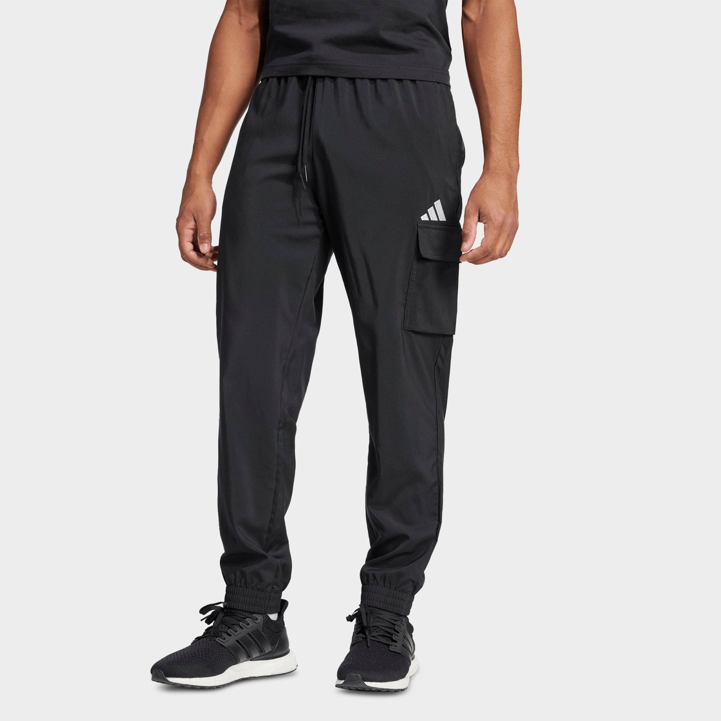adidas Men's Essentials Small Logo Cargo Pants in Black/White Size: Large