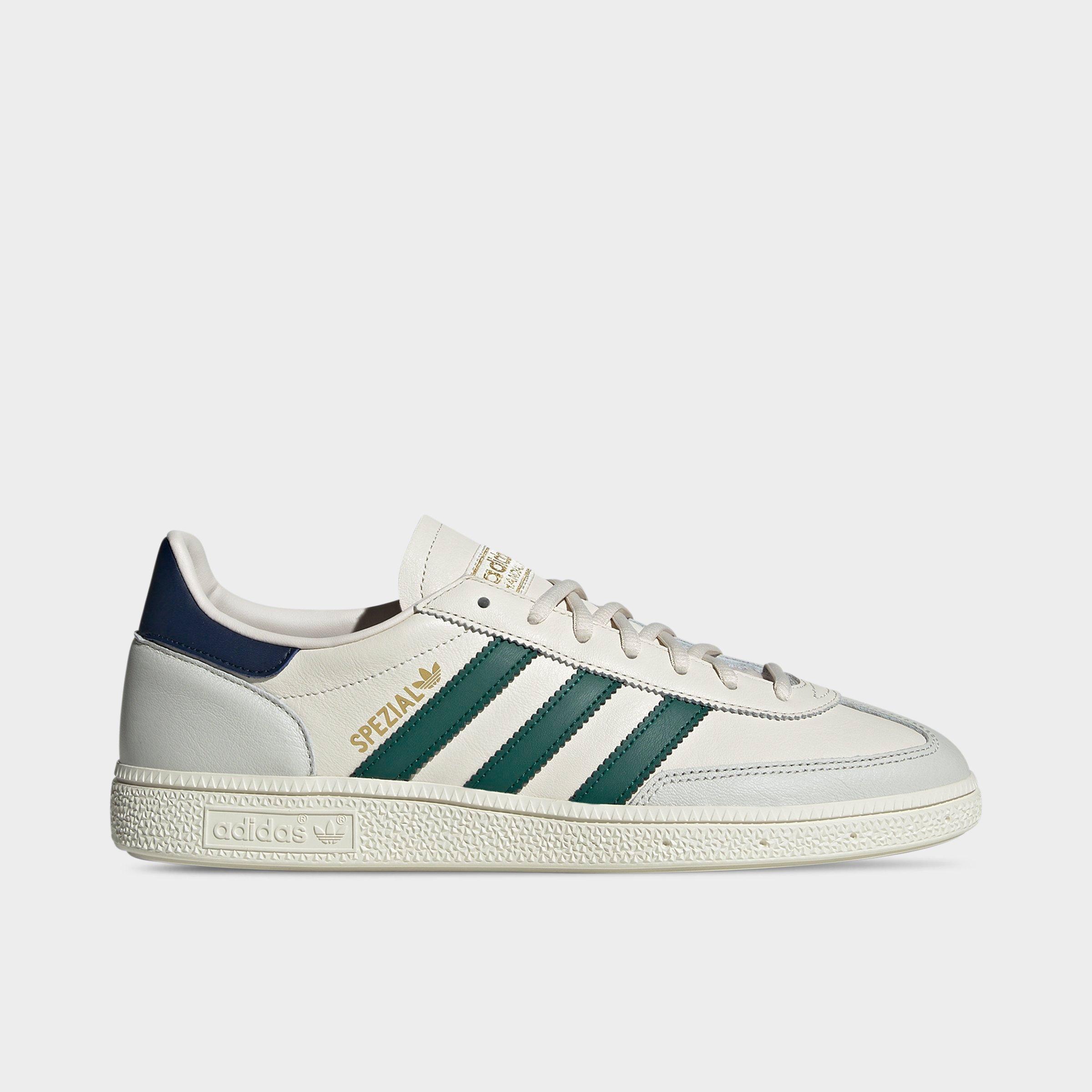 adidas Men's Originals Handball Spezial Casual Shoes in Chalk White/Collegiate Green/Night Indigo Size: 12.0