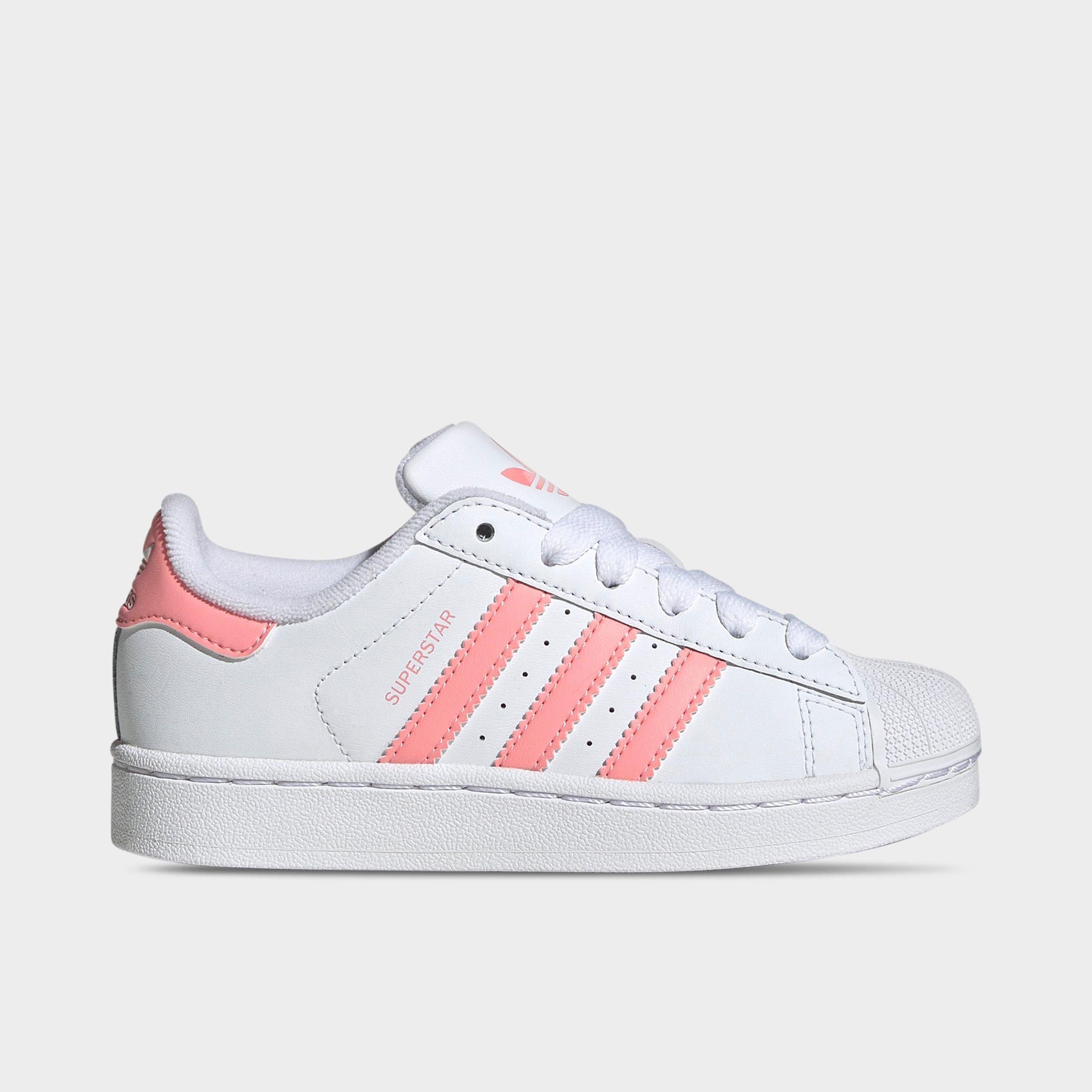 adidas Little Kids Originals Superstar II Casual Shoes in Cloud White/Semi Pink Spark/Cloud White Size: 11.0