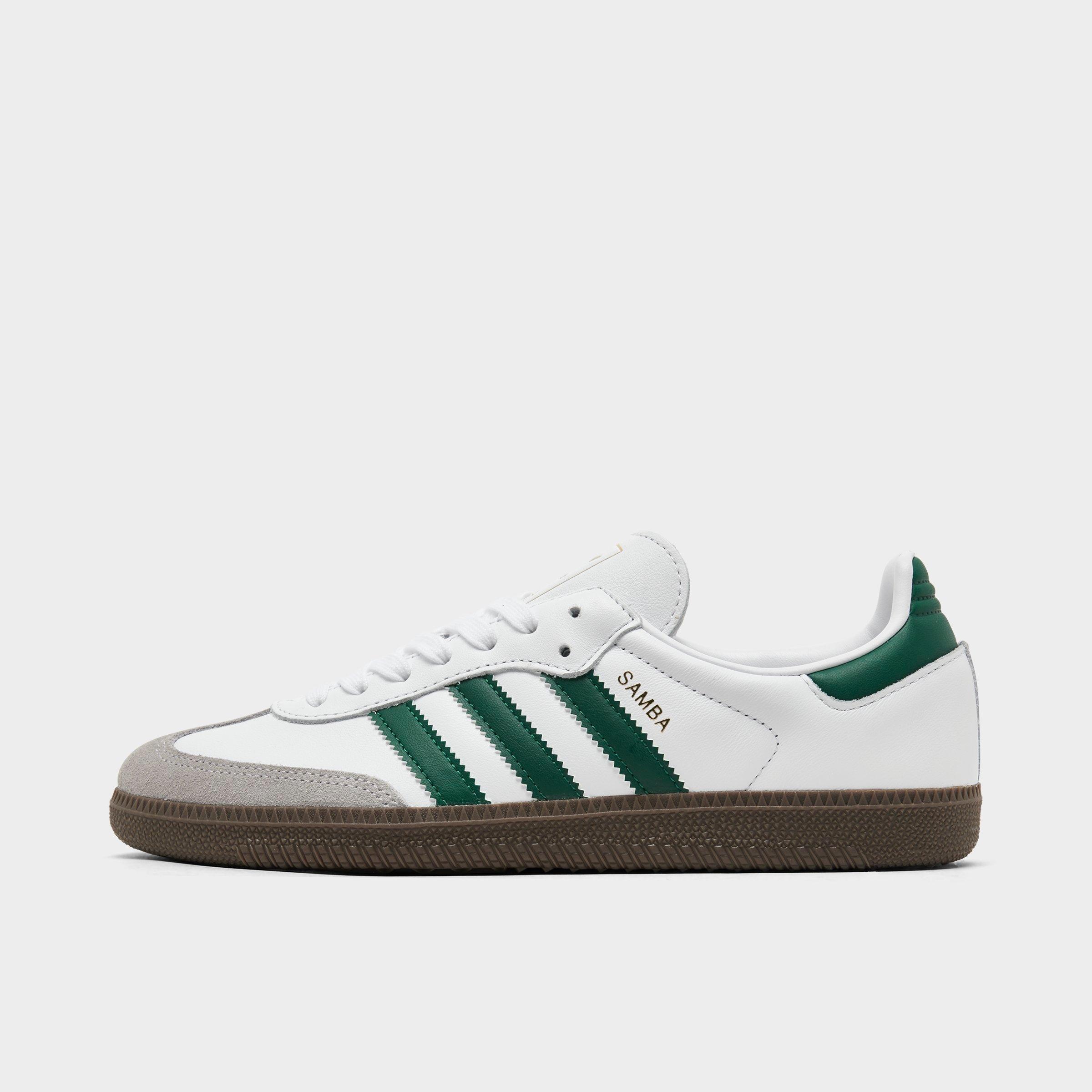 adidas Men's Originals Samba OG Casual Shoes in Cloud White/Collegiate Green/Clear Granite Size: 11.5