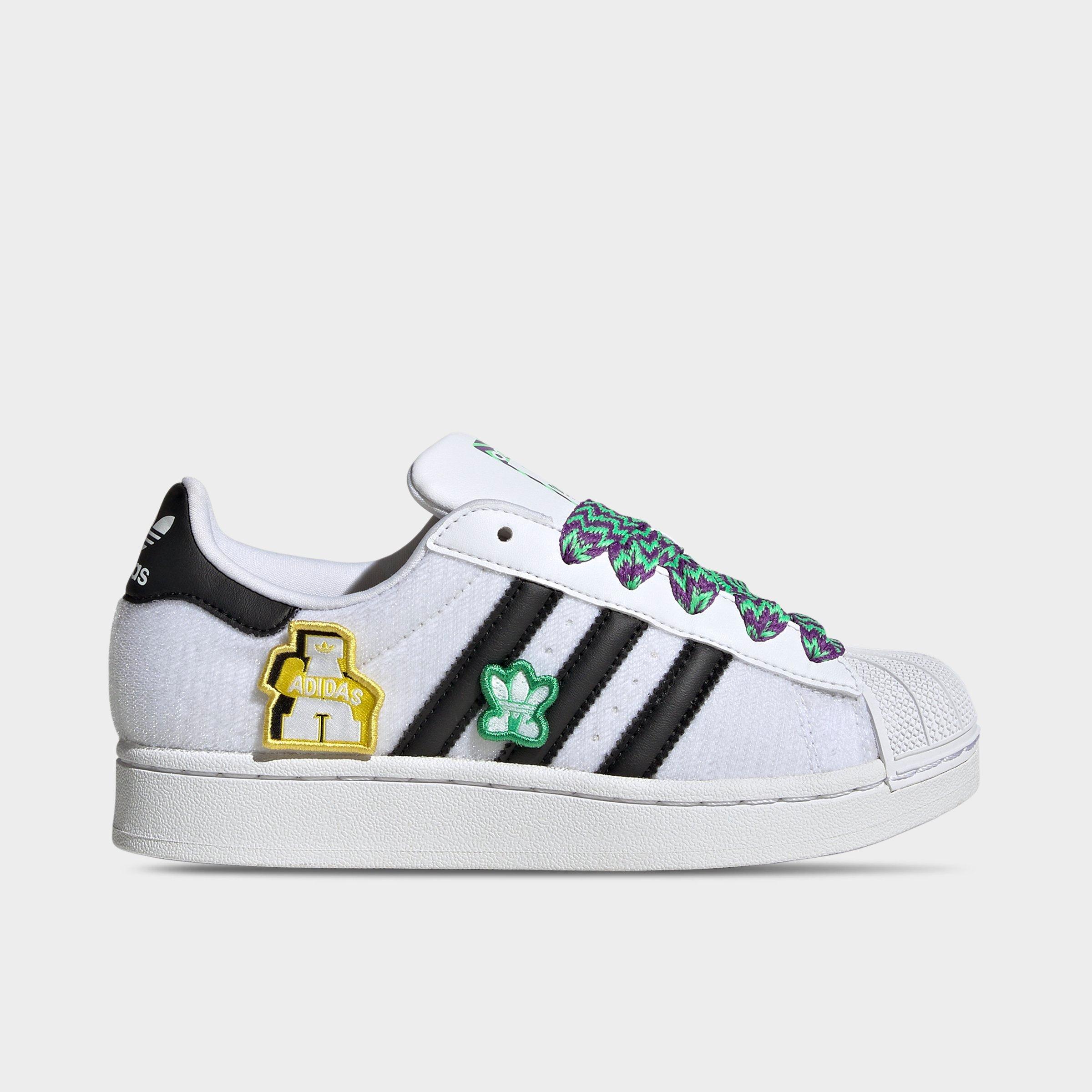 adidas Big Kids Originals Superstar II Casual Shoes in White/Black/Gold Metallic Size: 3.5