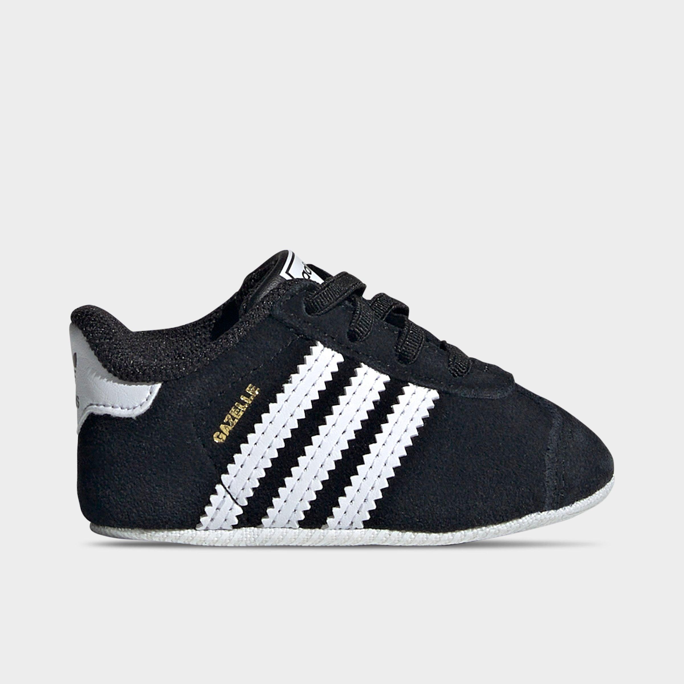 adidas Infant Originals Gazelle Stretch Lace Crib Shoes in Black/White Size: 4.0