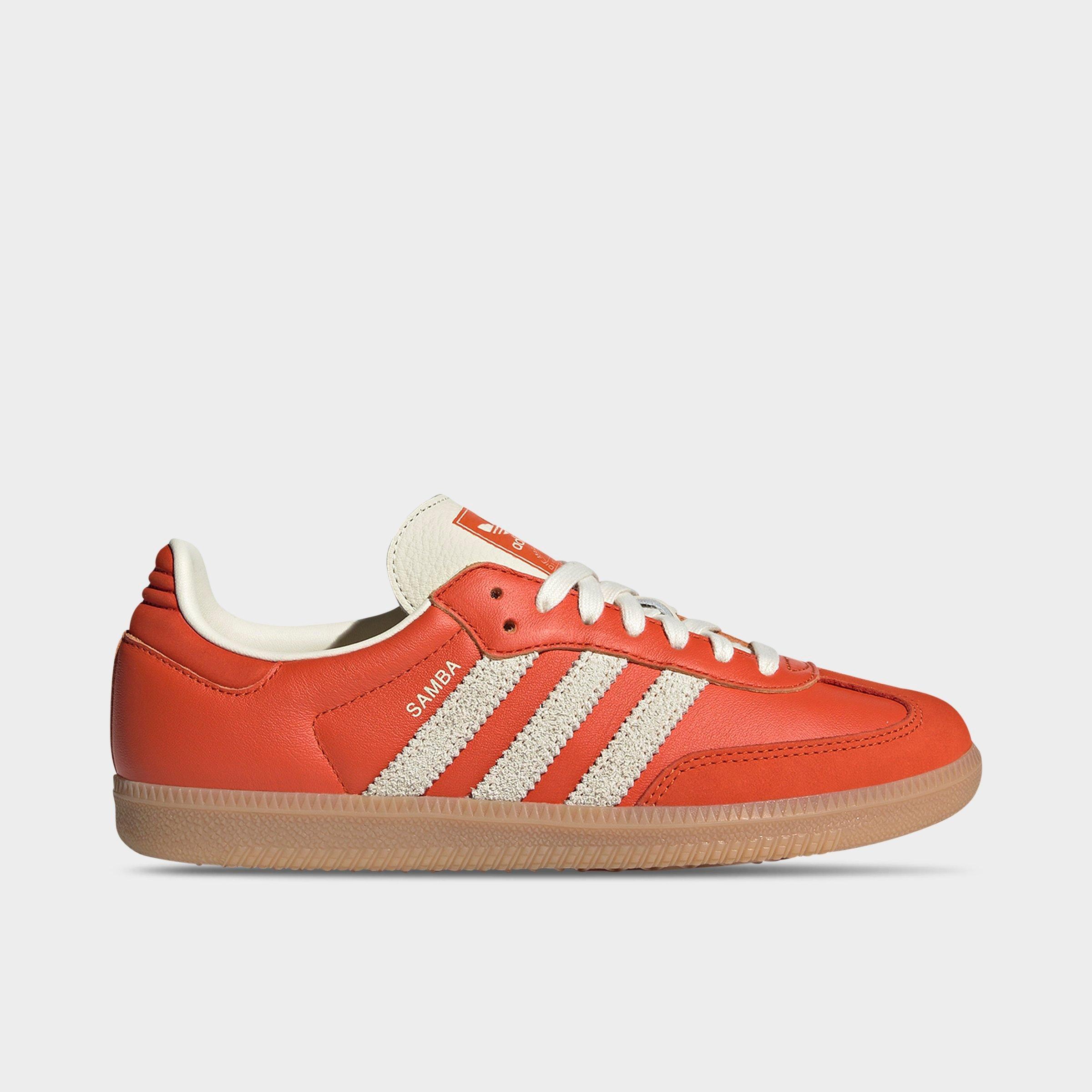 adidas Women's Originals Samba OG LE Casual Shoes in Collegiate Orange/Cream White/Gum Size: 6.0