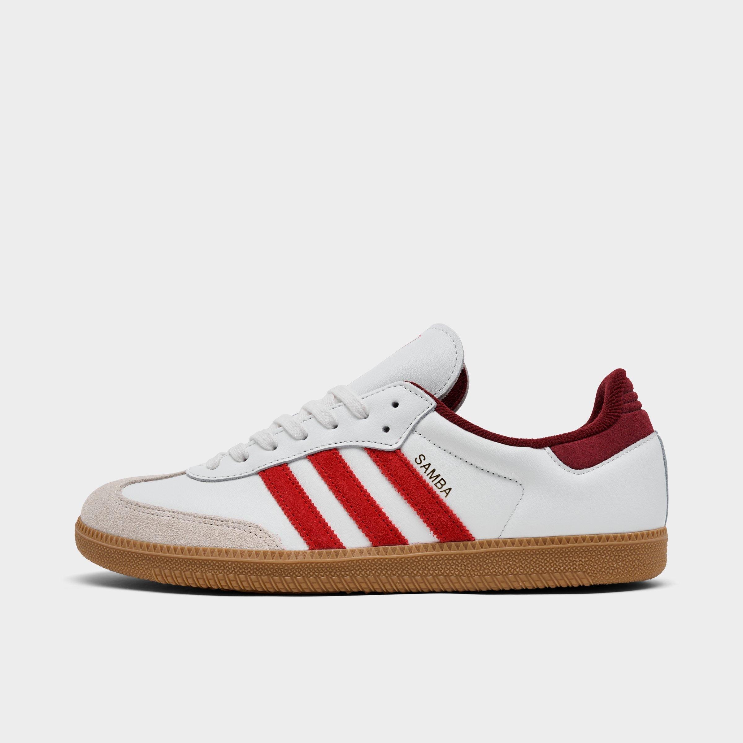 adidas Men's Originals Samba OG Casual Shoes in Core White/Better Scarlet/Shadow Red Size: 10.5