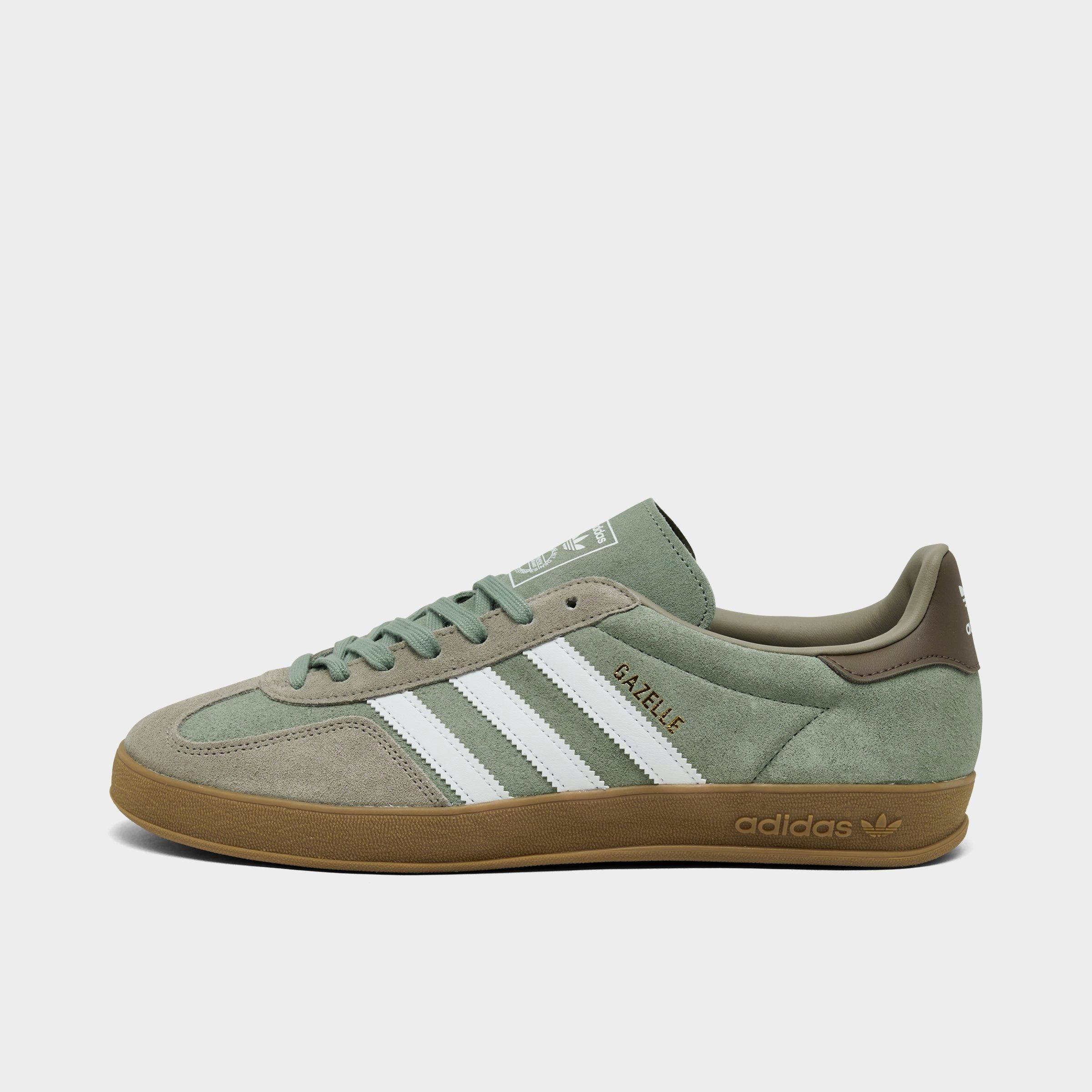 adidas Men's Originals Gazelle Indoor Casual Shoes in Silver Pebble/Silver Green/Cloud White Size: 8.0