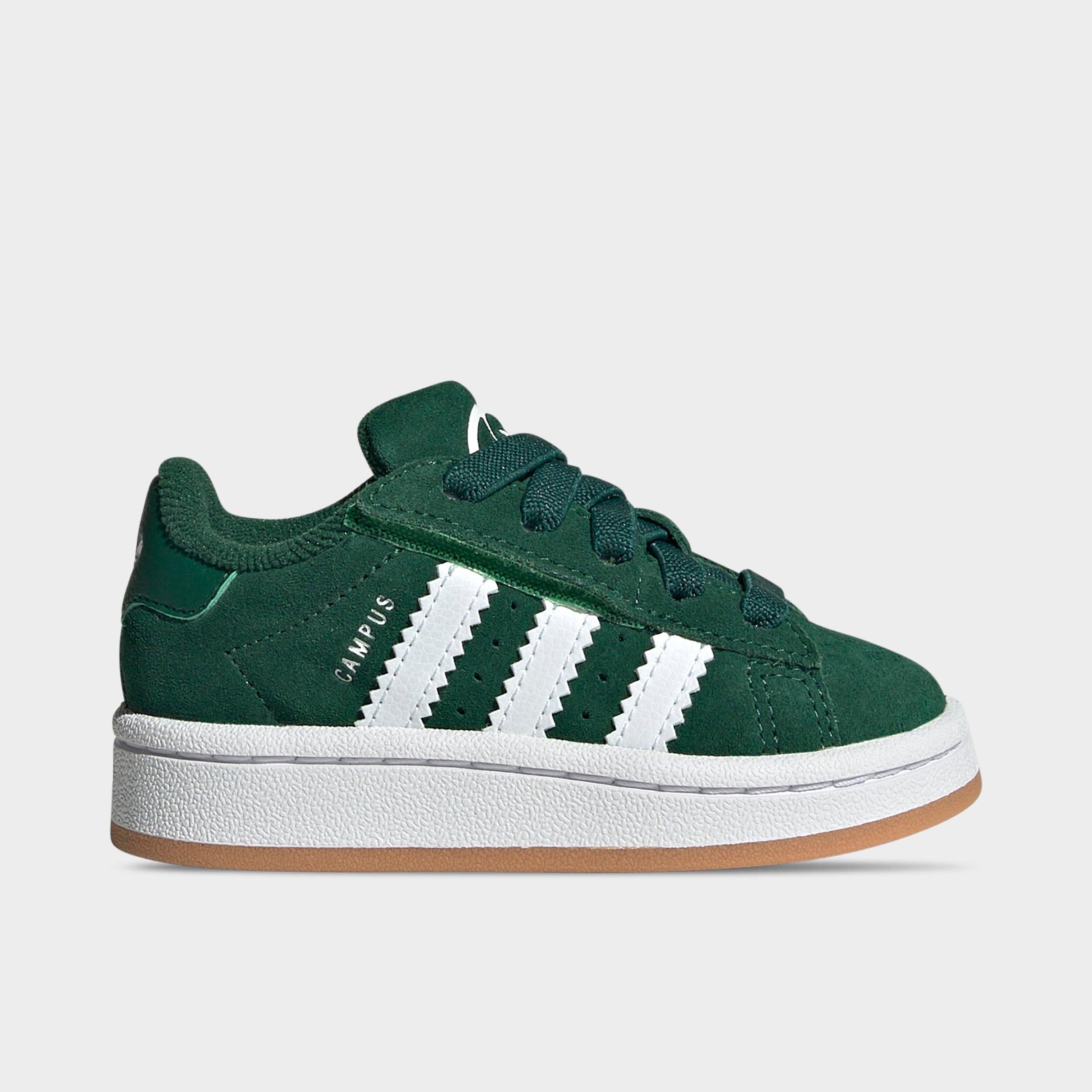 adidas Kids Toddler Originals Campus 00s Comfort Closure Stretch Lace Casual Shoes in Dark Green/White/Gum Size: 7.0