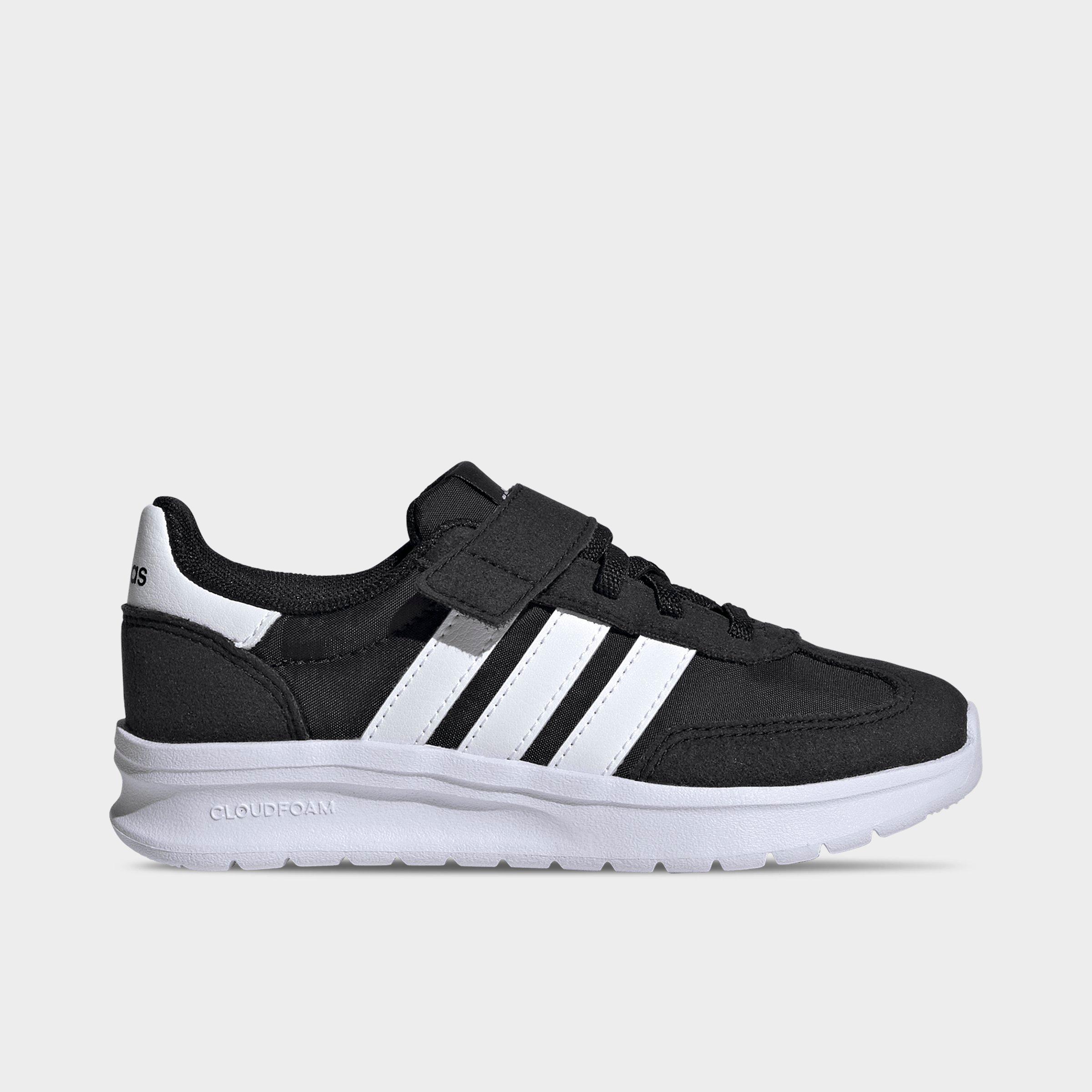 adidas Little Kids Run 70s 2.0 Hook-And-Loop Stretch Lace Casual Shoes in Black/White/Gum