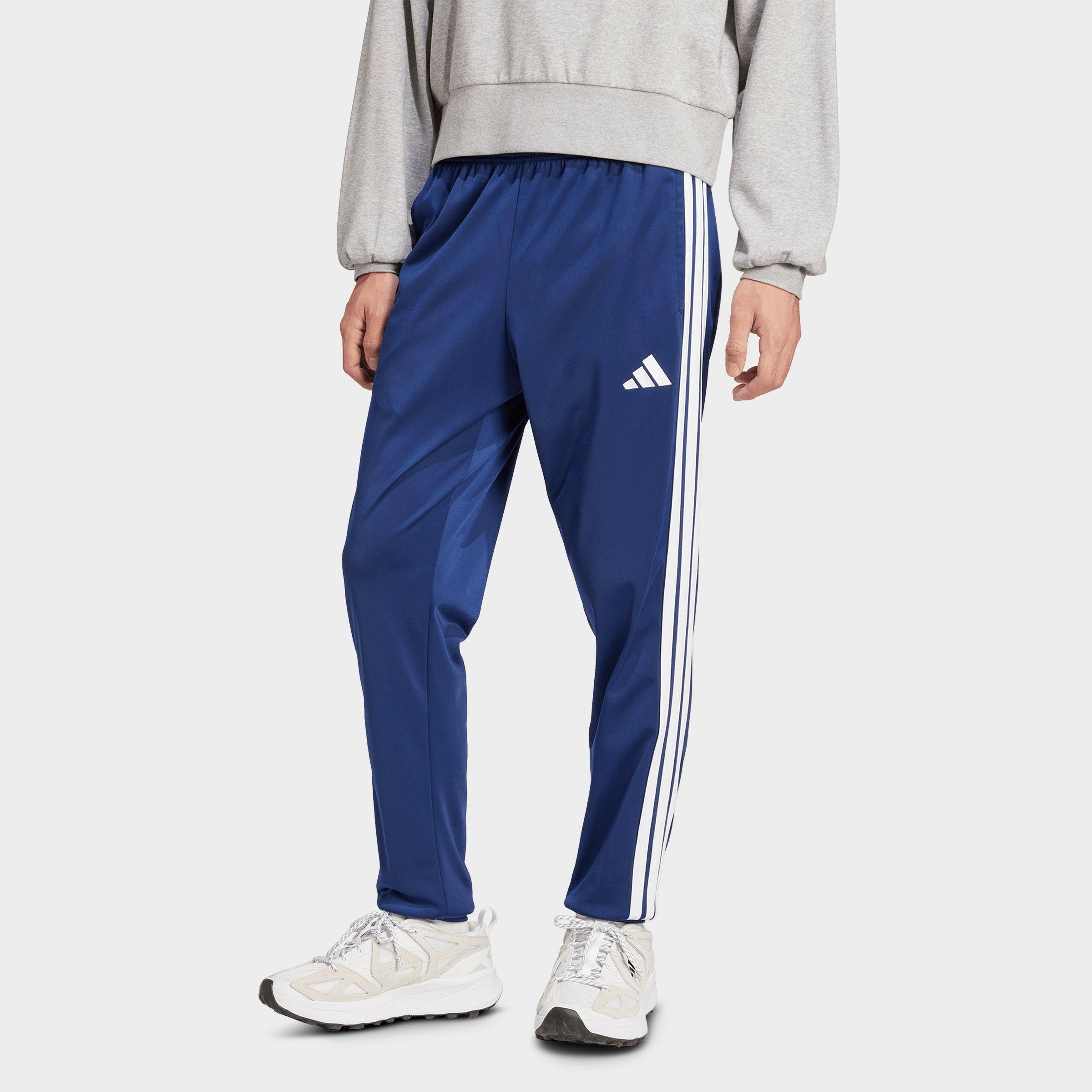 adidas Men's 3-Stripes Tricot Tapered Track Pants in Dark Blue Size: XL