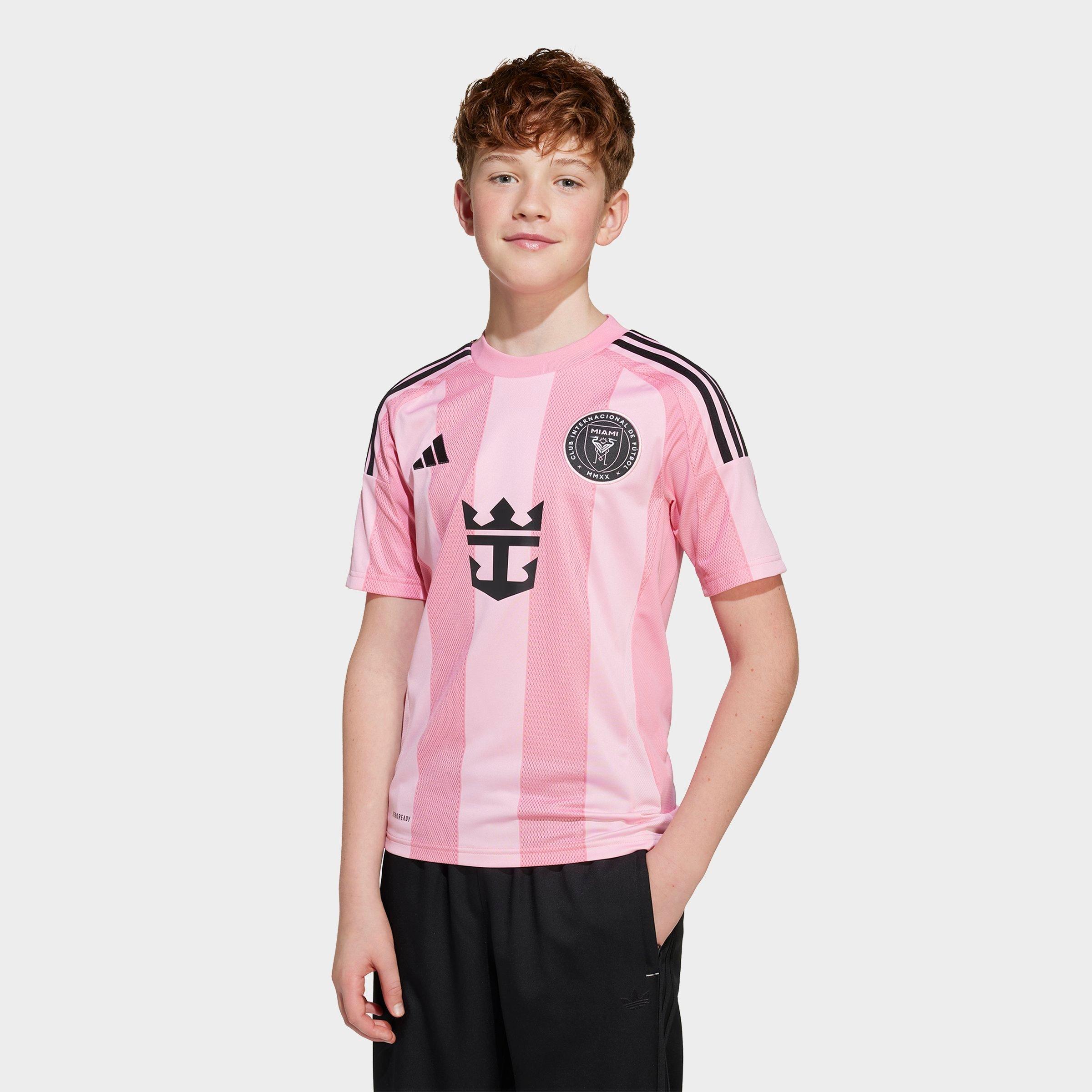 adidas Kids Inter Miami CF 25-26 Away Soccer Jersey in Easy Pink Size: XS