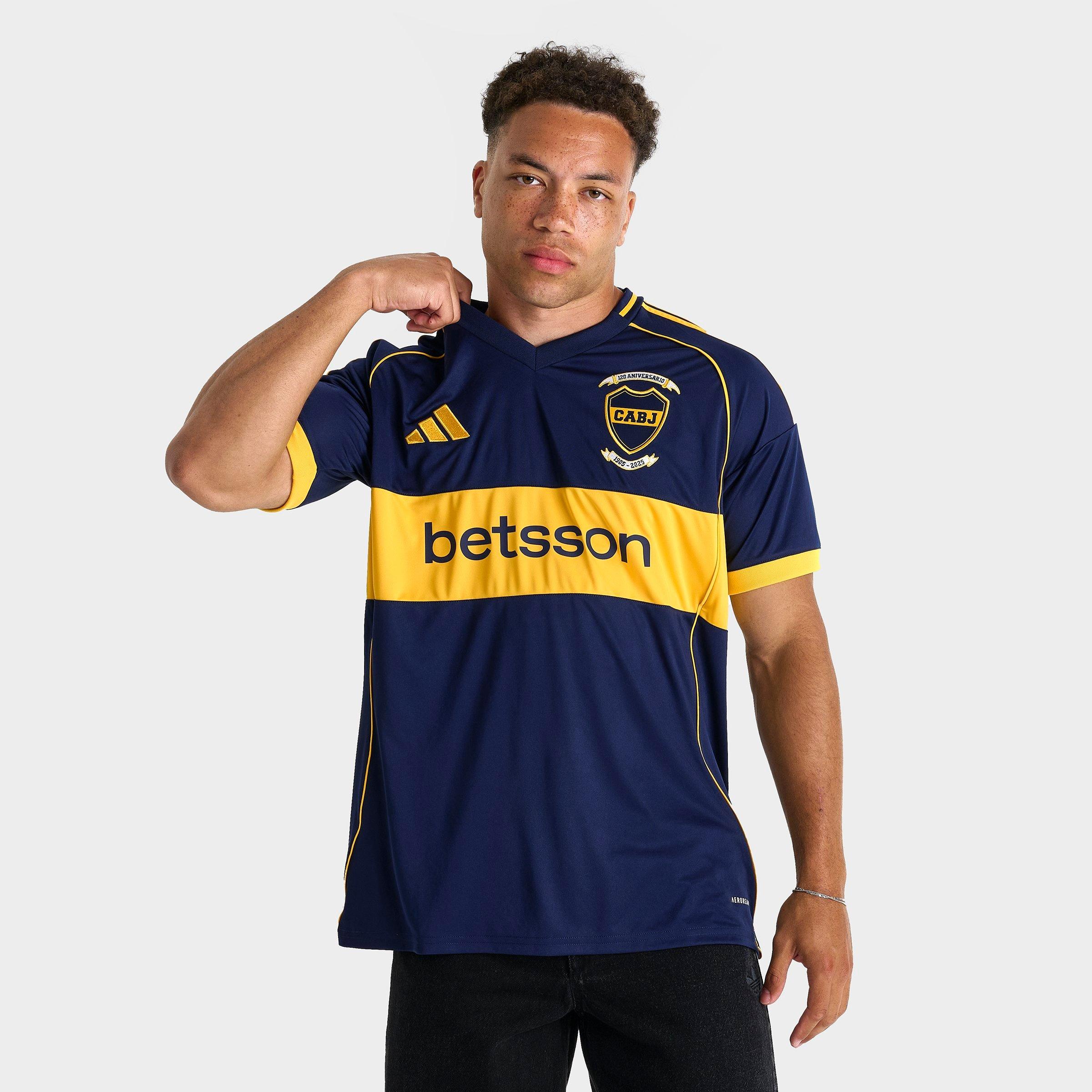 adidas Men's Boca Juniors 25-26 Home Soccer Jersey in Night Indigo/Bold Gold Size: Small