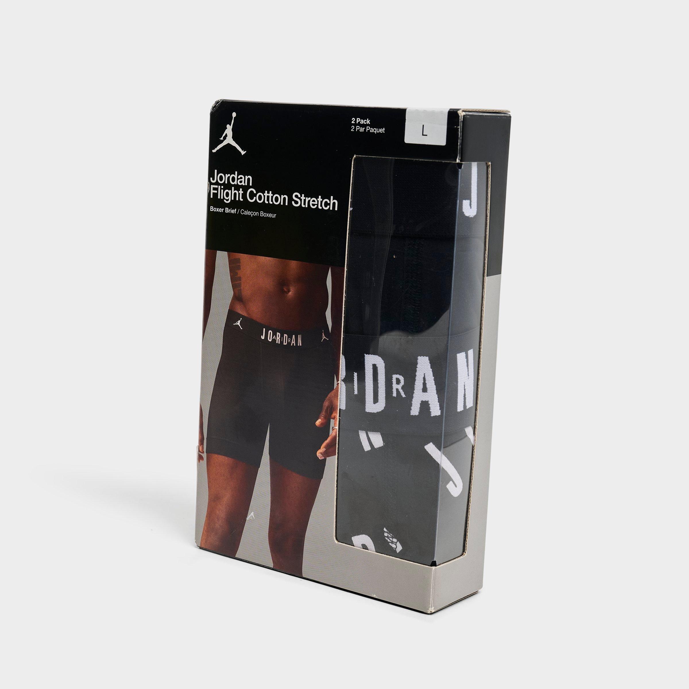 Jordan Men's Flight Cotton Stretch Boxer Briefs (2-Pack) in Black/White Size: Large