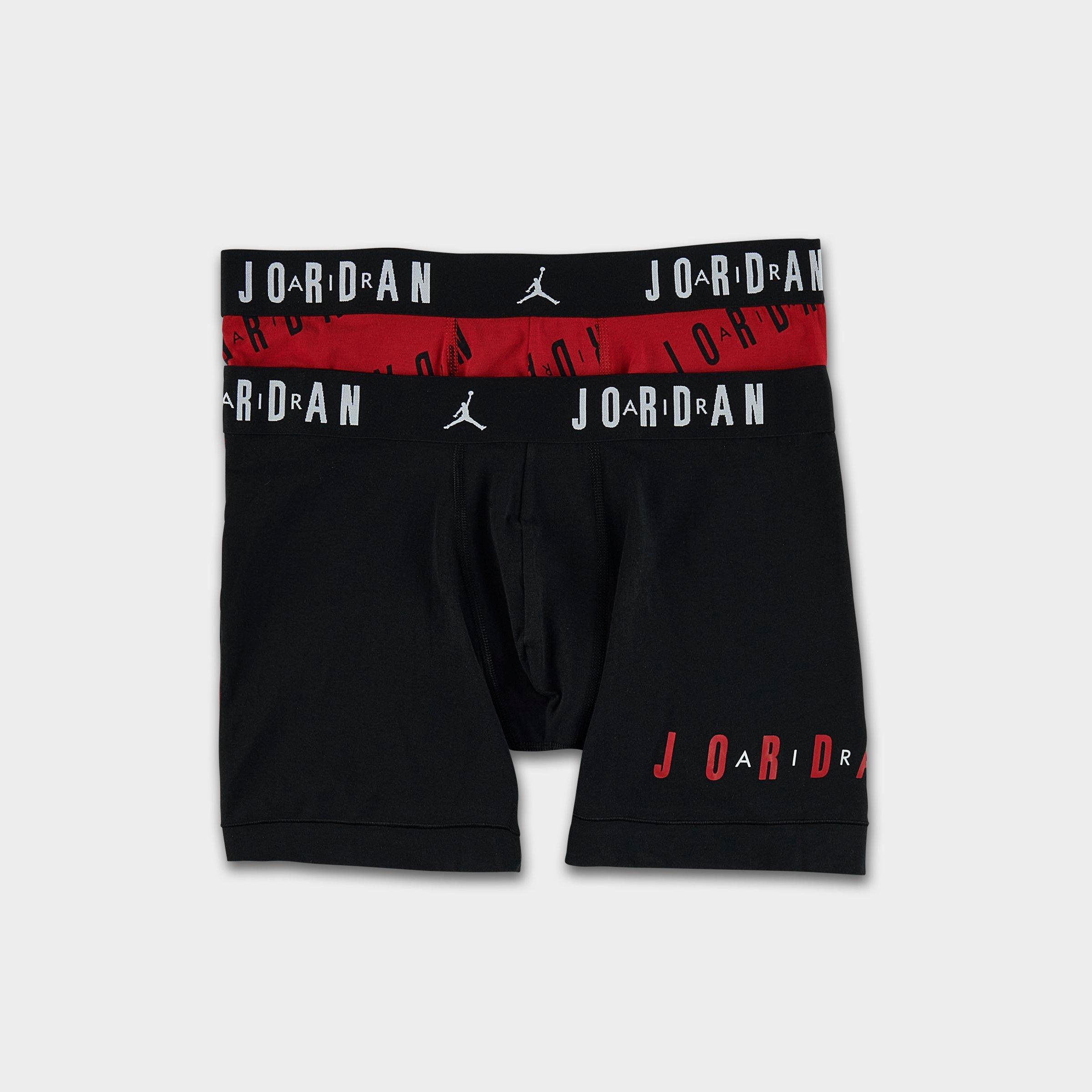 Jordan Men's Flight Cotton Stretch Boxer Briefs (2-Pack) in Black/Red Size: XL