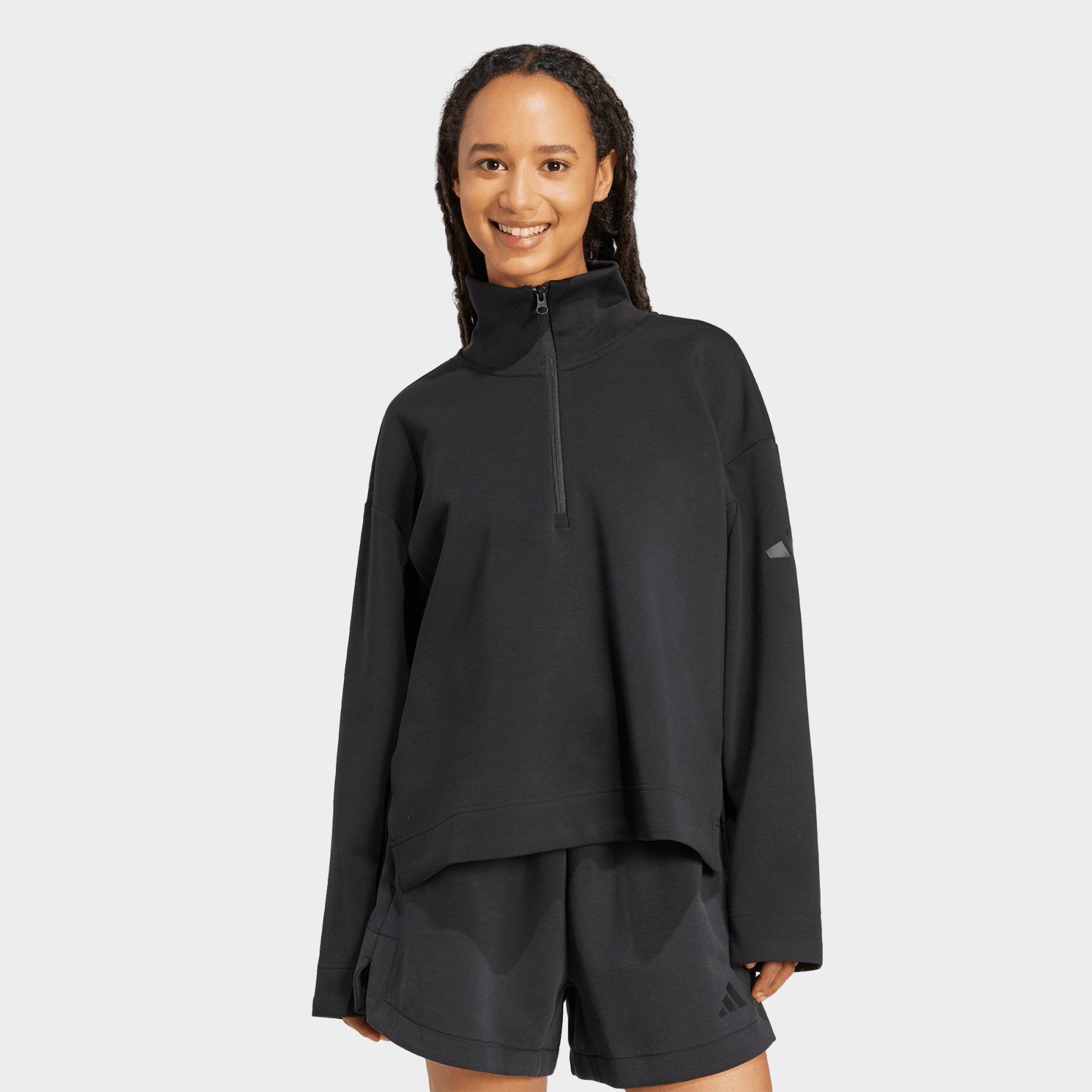 adidas Women's Sportswear Soft Lux Quarter-Zip Jacket in Black Size: Large