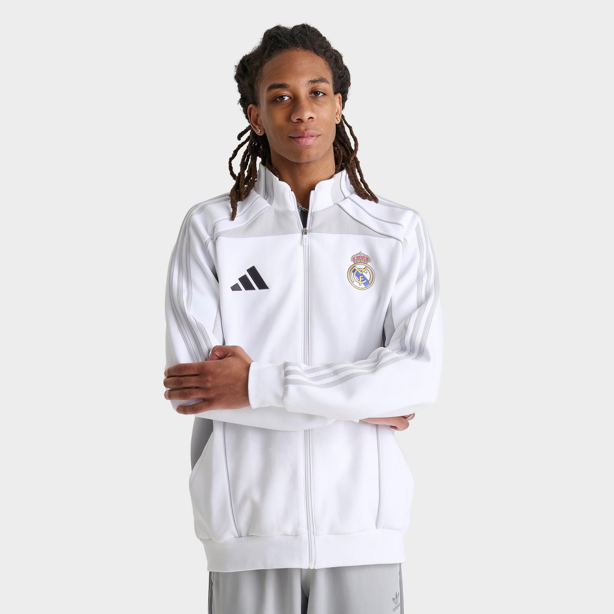 adidas Men's Real Madrid UBP Doubleknit Track Top in White/Solid Grey Size: 2XL