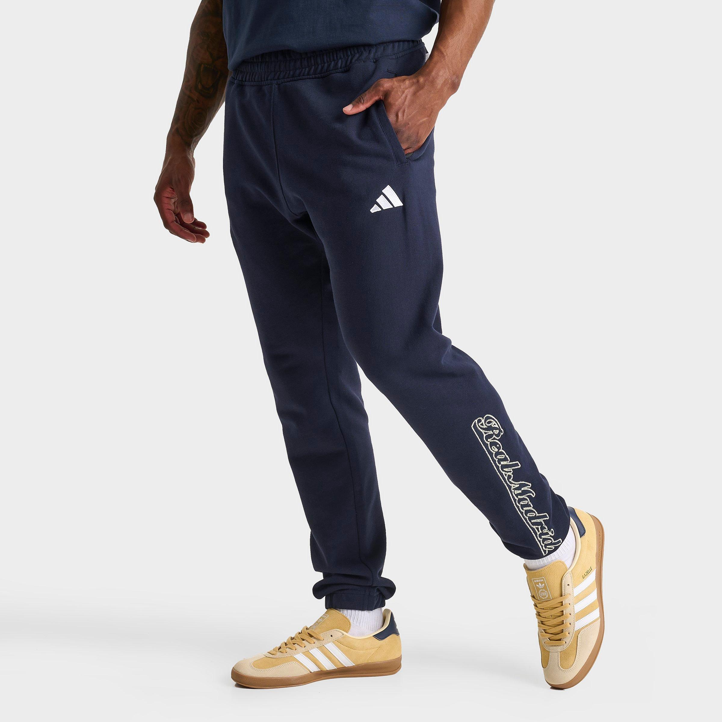 adidas Men's Real Madrid US Pack French Terry Track Pants in Legend Ink/White Size: Small