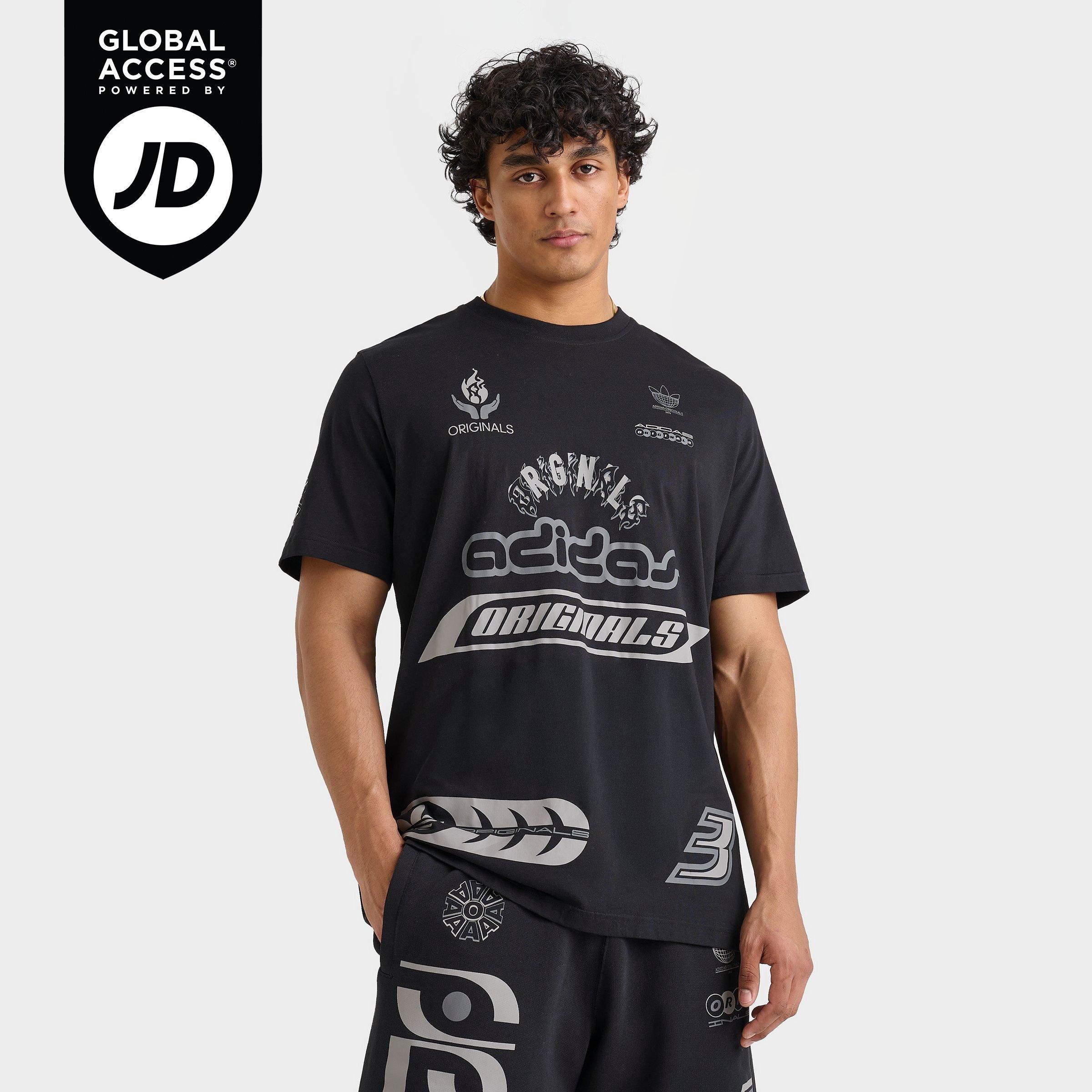 adidas Men's Originals Moto Sponsors T-Shirt in Black/Grey Size: Small