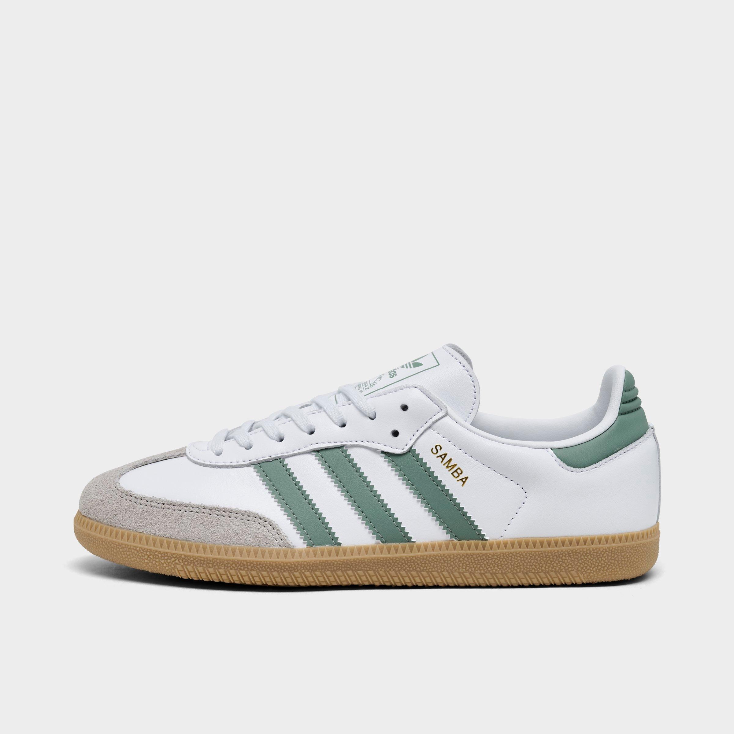 adidas Big Kids Originals Samba OG Casual Shoes in Footwear White/Silver Green/Gum 3 Size: 3.5