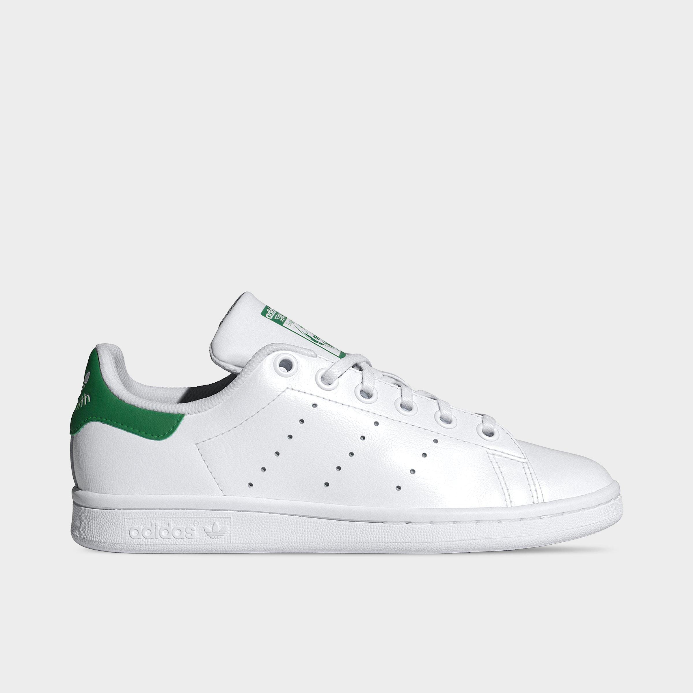 adidas Big Kids Originals Stan Smith Casual Shoes in White/Green Size: 5.0