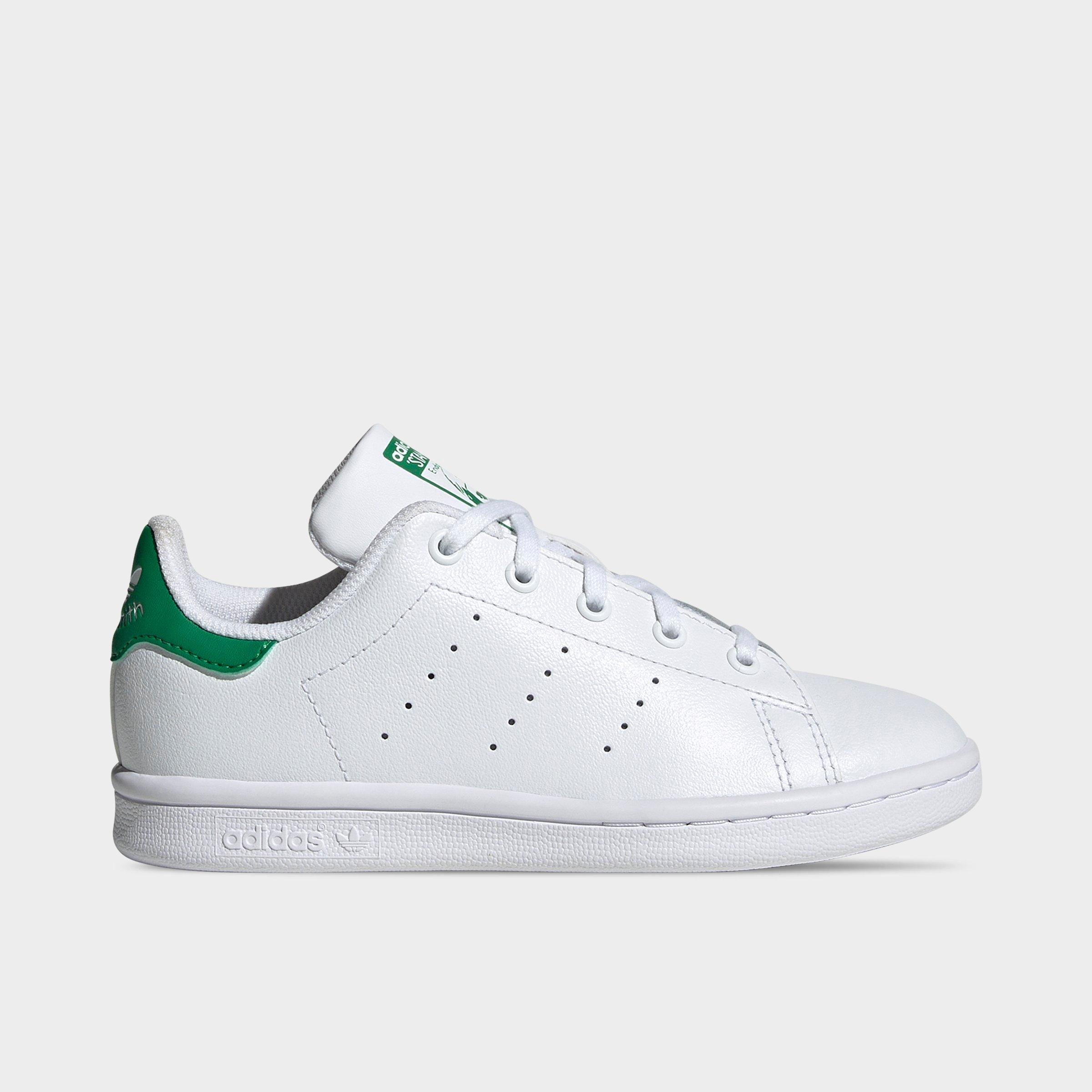 adidas Little Kids Originals Stan Smith Casual Shoes in White/Green Size: 10.5