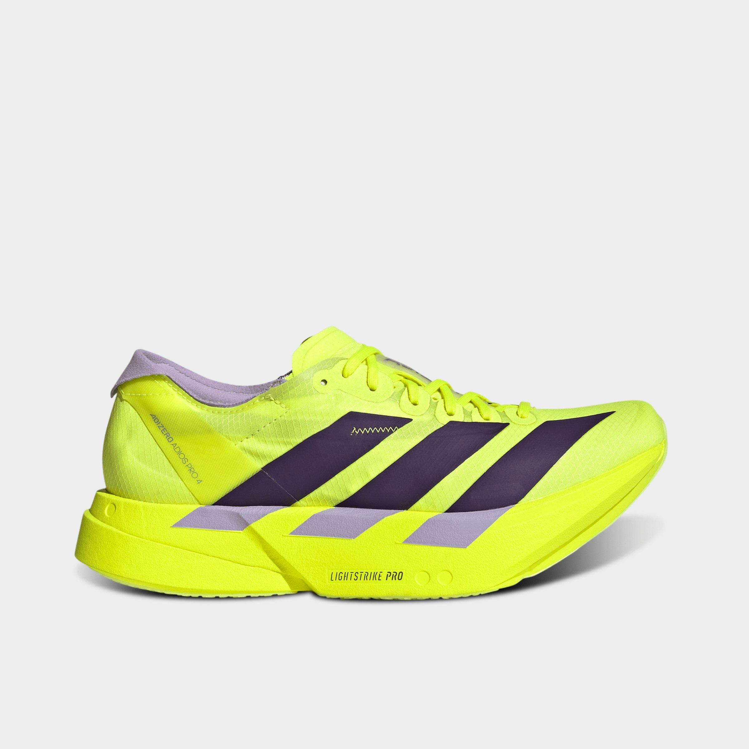adidas Women's Adizero Adios Pro 4 Running Shoes in Solar Yellow/Aurora Plum/Powder Plum Size: 6.0