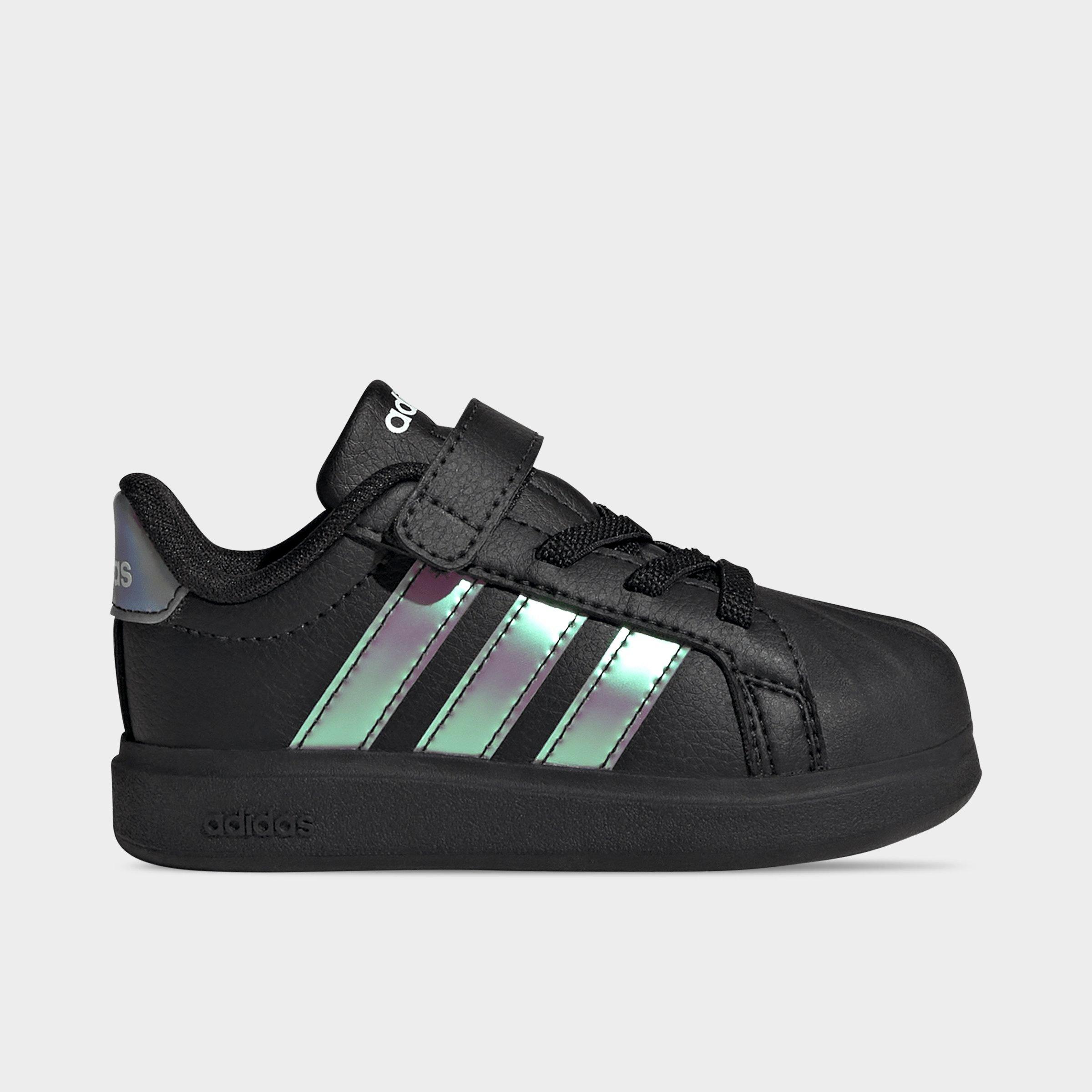 adidas Kids Toddler Streettalk Hook-And-Loop Stretch Lace Casual Shoes in Black/Iridescent Size: 8.0