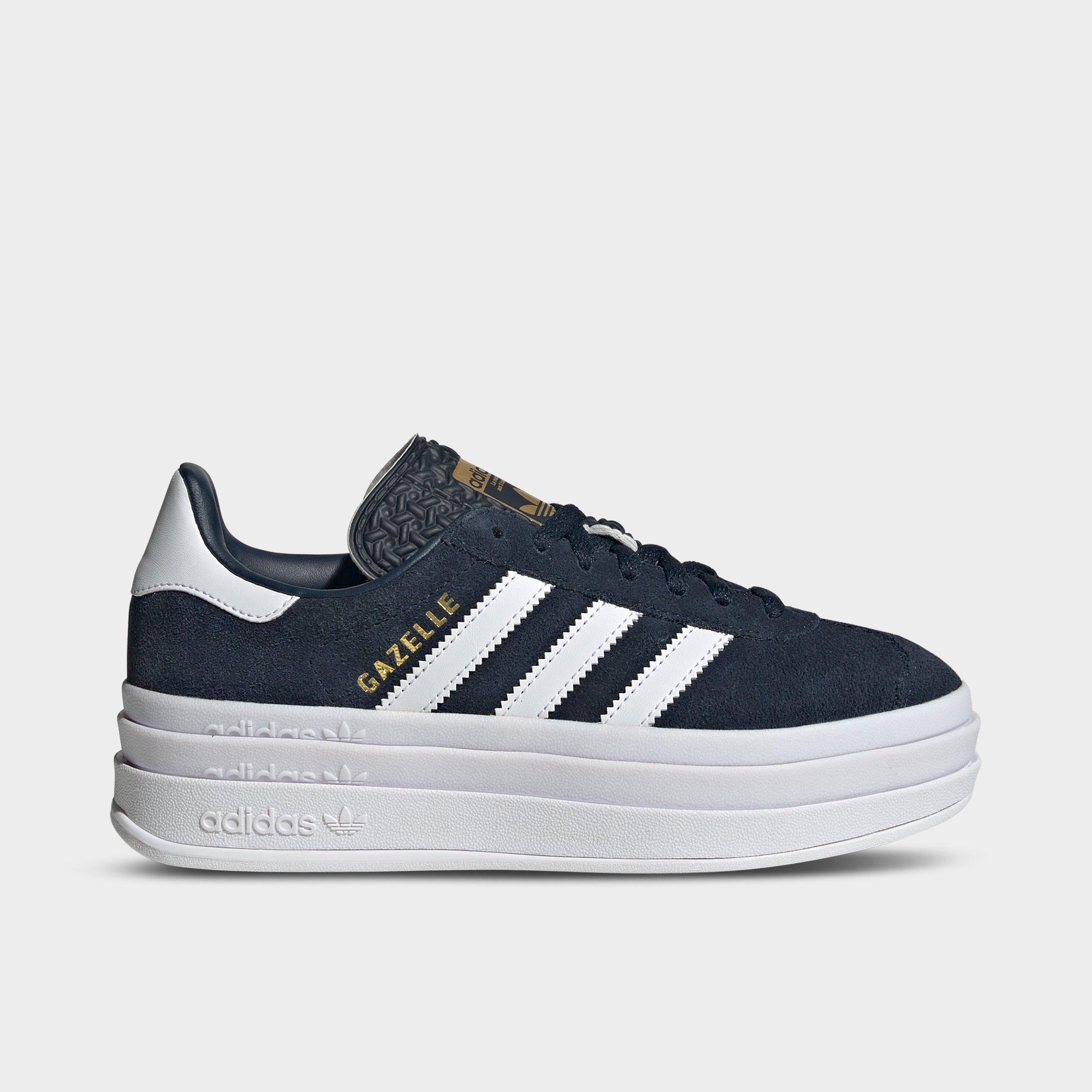 adidas Big Kids Originals Gazelle Bold Casual Shoes in Aurora Ink/White/Gold Metallic Size: 5.0