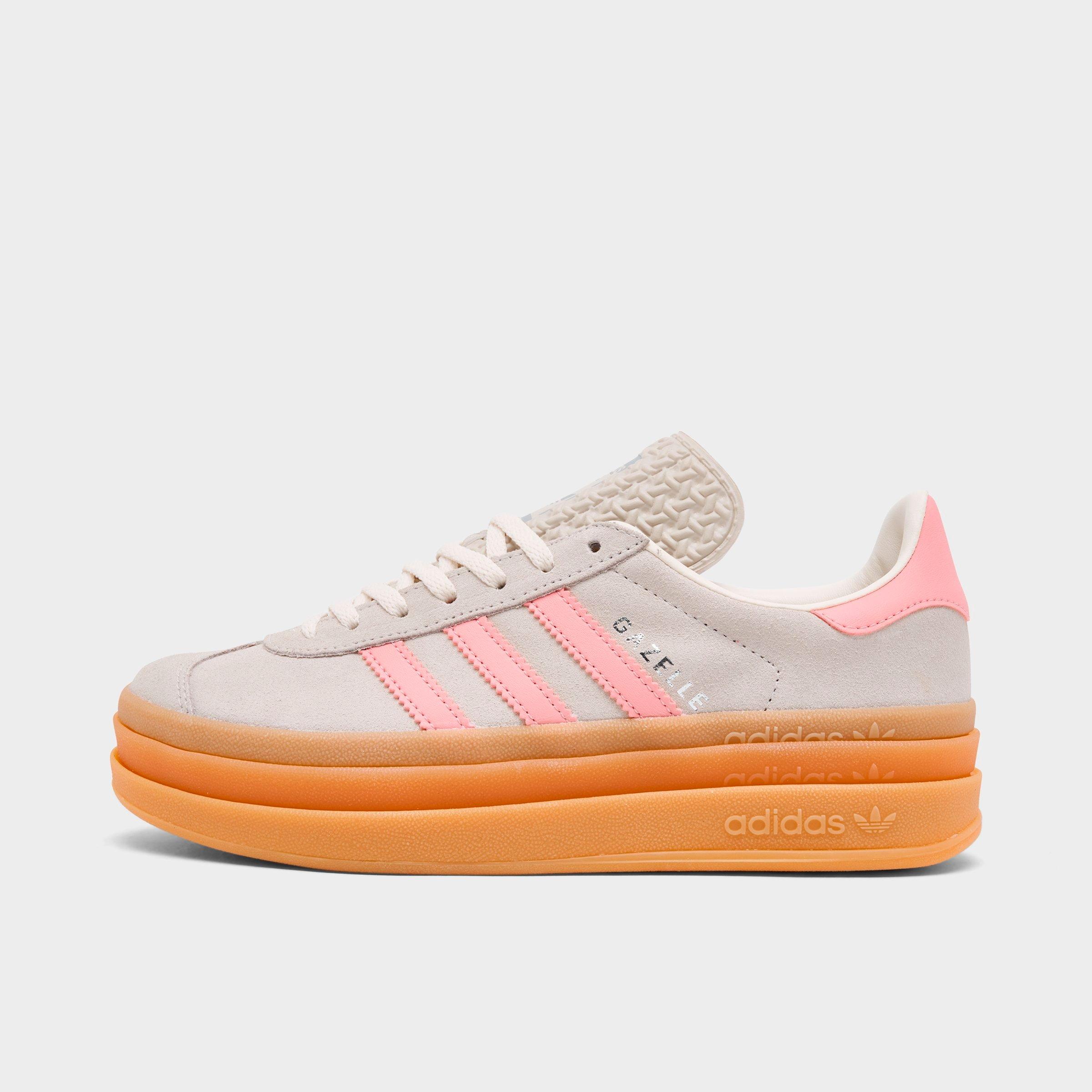 adidas Big Kids Originals Gazelle Bold Casual Shoes in Beige/Semi Pink Spark/Cream White Size: 4