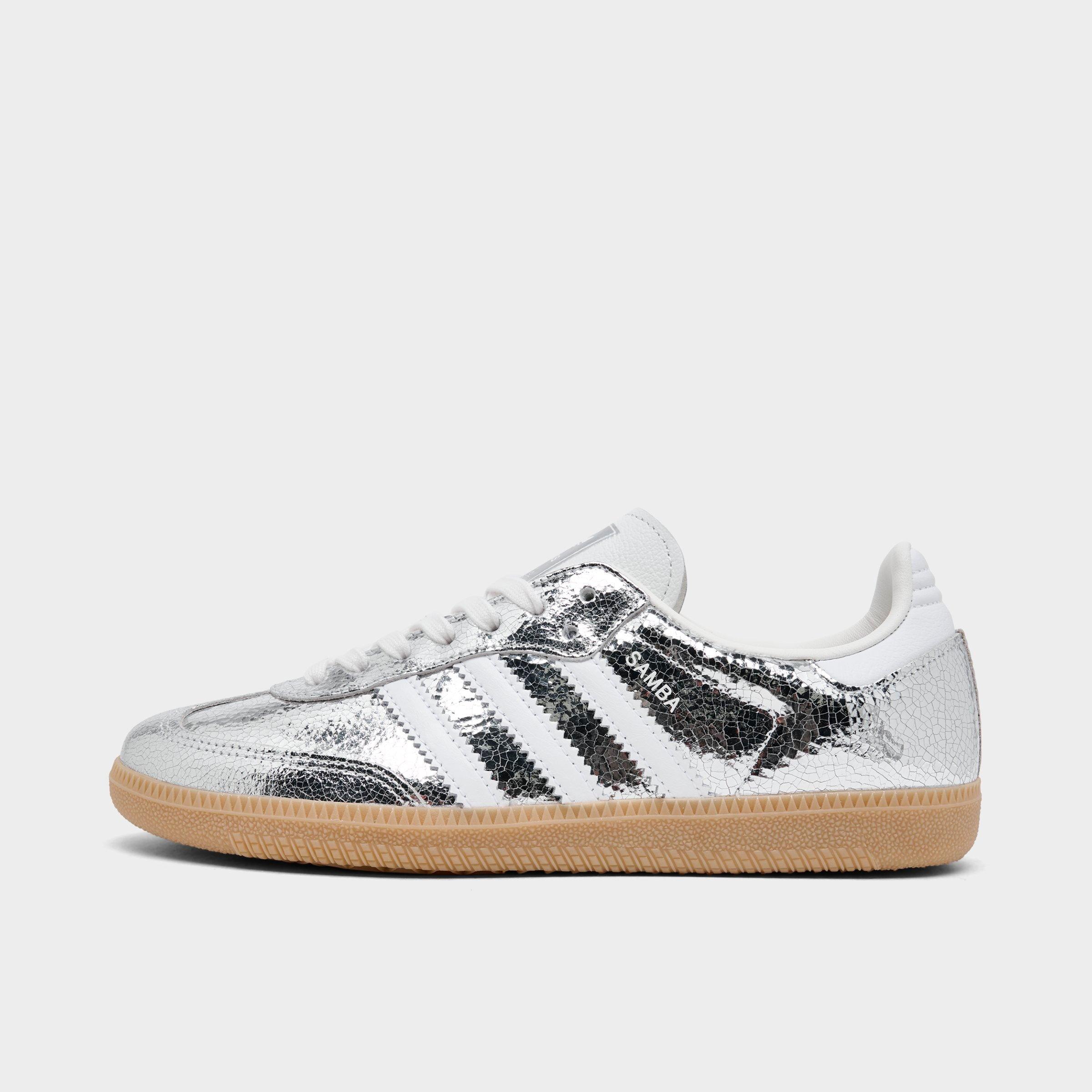 adidas Women's Originals Samba OG LE Casual Shoes in Silver Metallic/White Size: 6.0