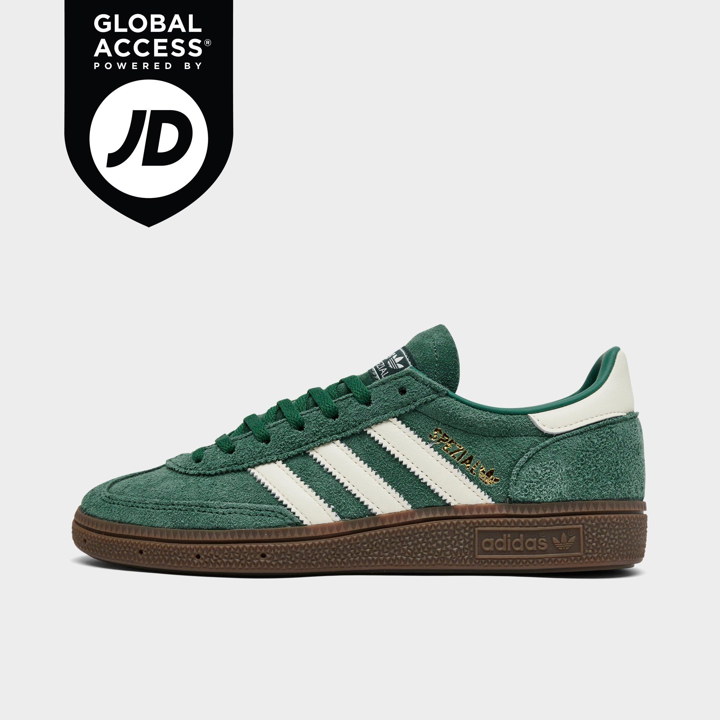 adidas Women's Originals Handball Spezial Casual Shoes in Green/Off White/Gold Size: 5.5