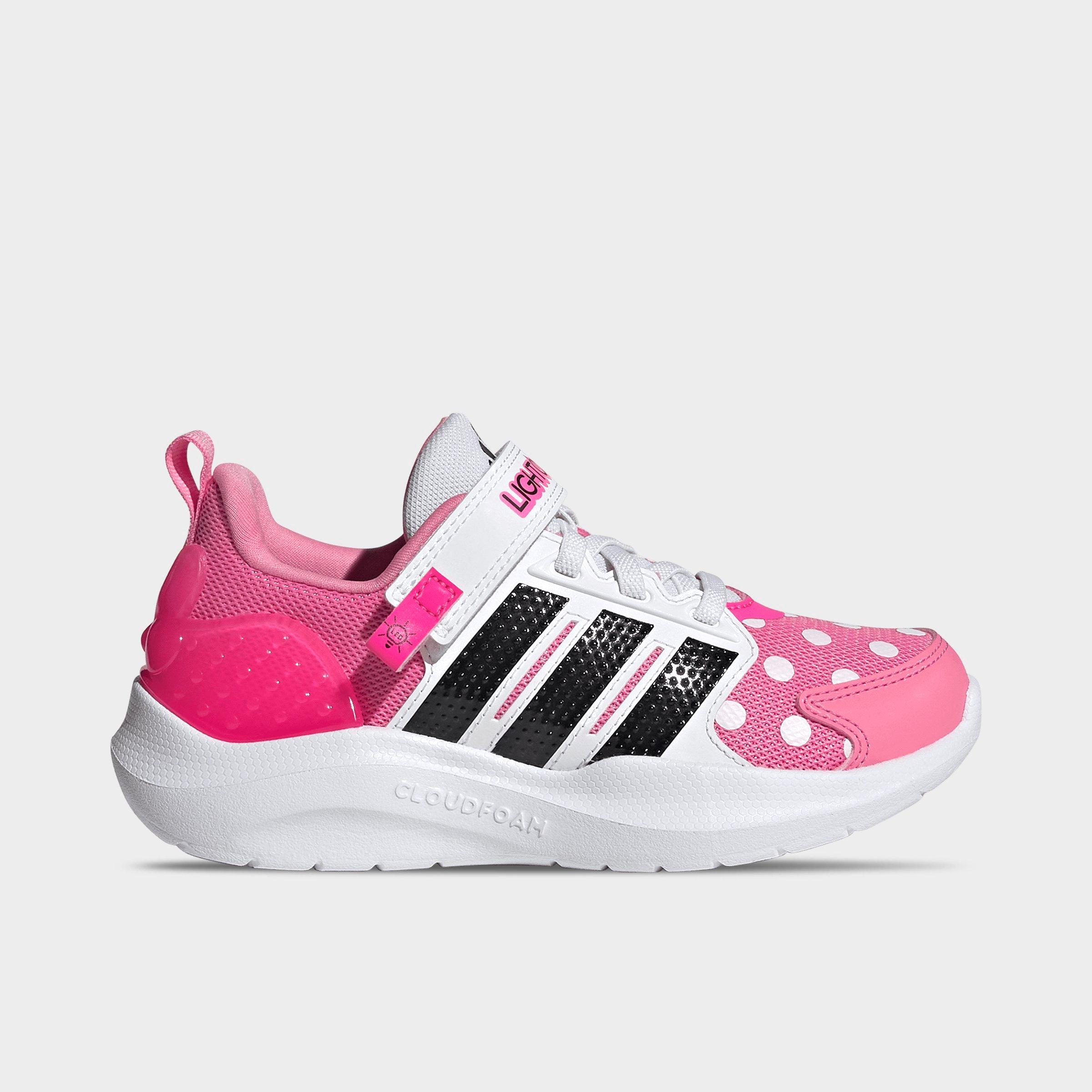 adidas Girls Little Kids x Disney Minnie Mouse Lightorama Runner Shoes in Bliss Pink/Core Black/Lucid Pink Size: 1.5