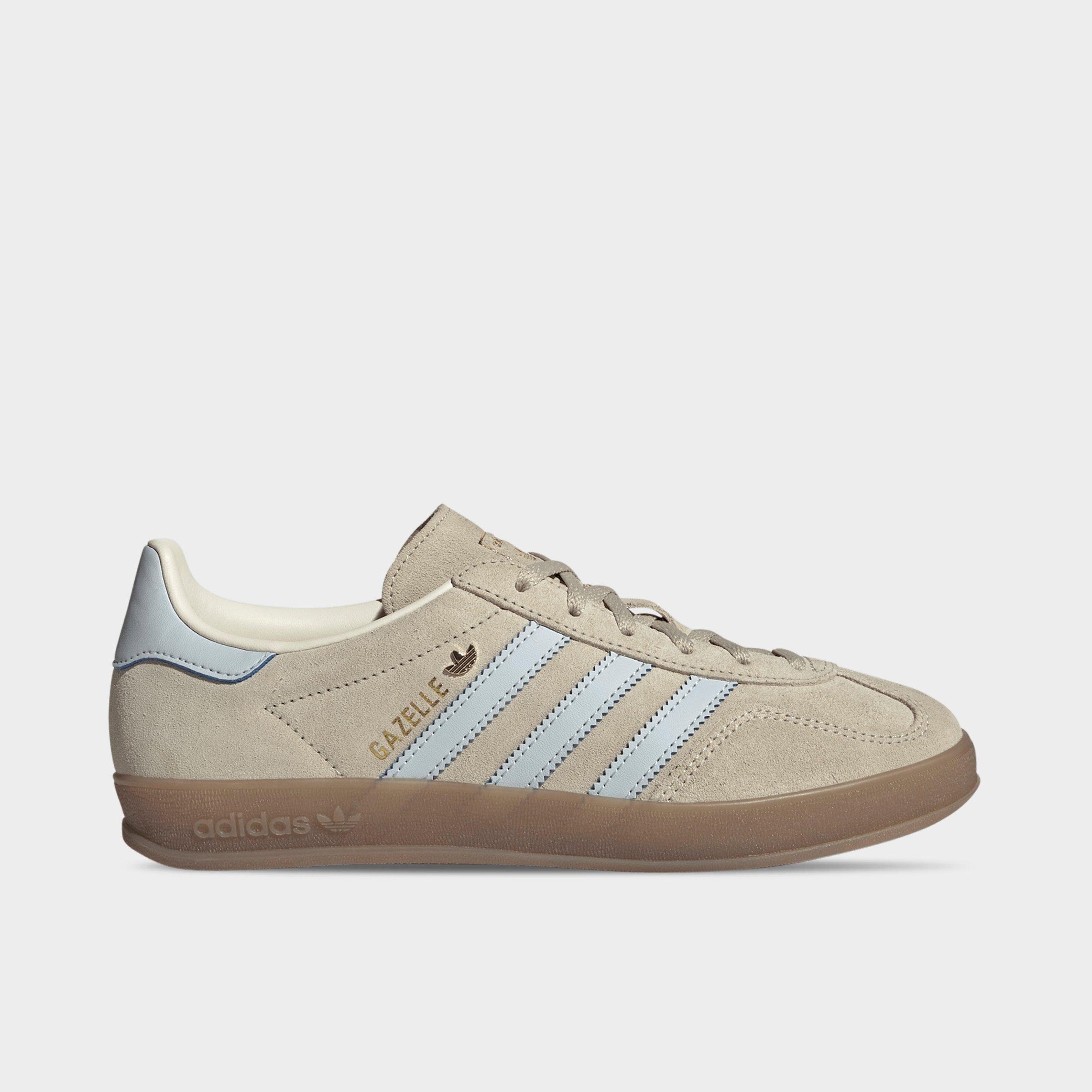 adidas Women's Originals Gazelle Indoor Casual Shoes in Wonder Beige/Halo Blue/Gum Size: 11.0