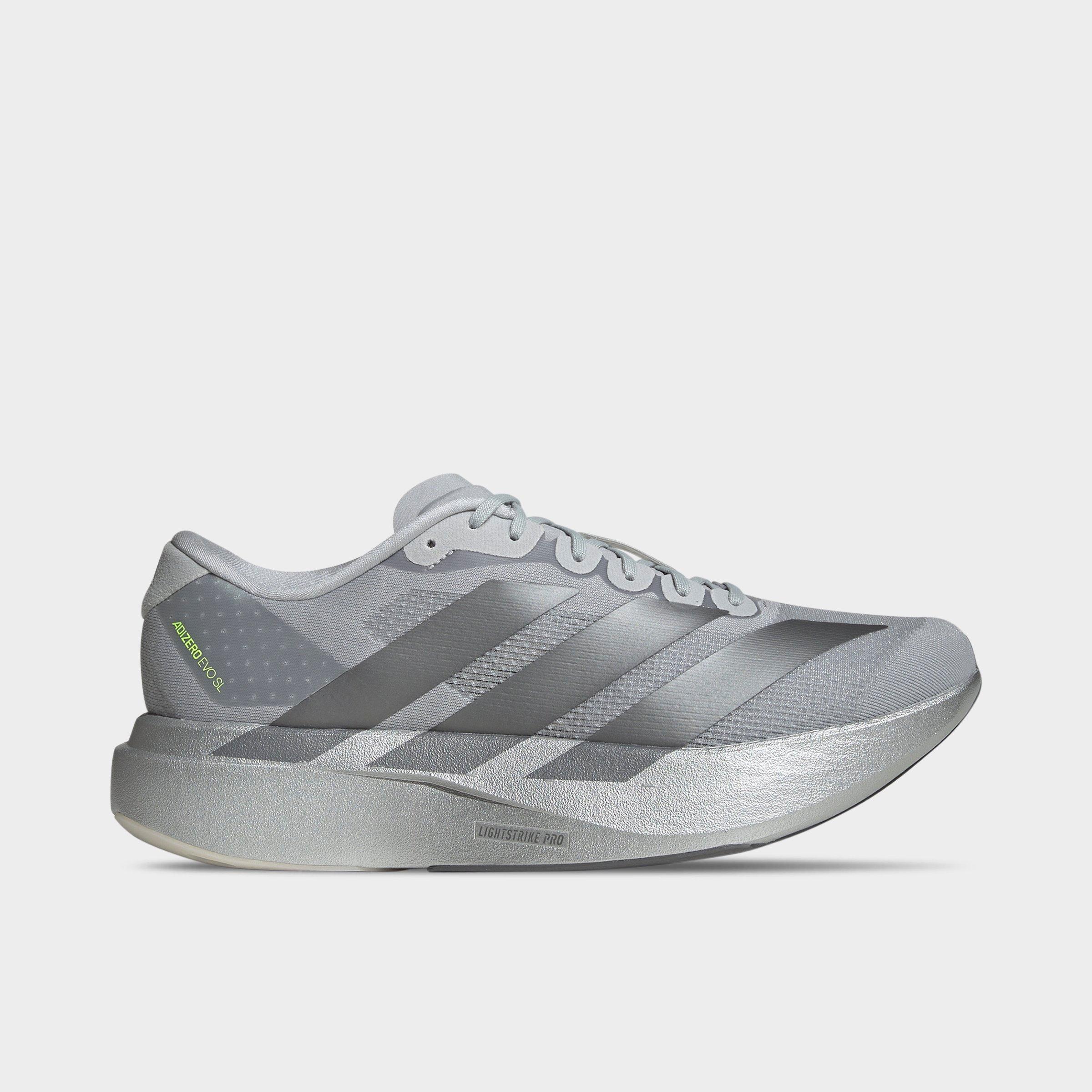 adidas Men's adiZero EVO SL Running Shoes in Silver Metallic/Iron Metallic/Halo Silver Size: 11