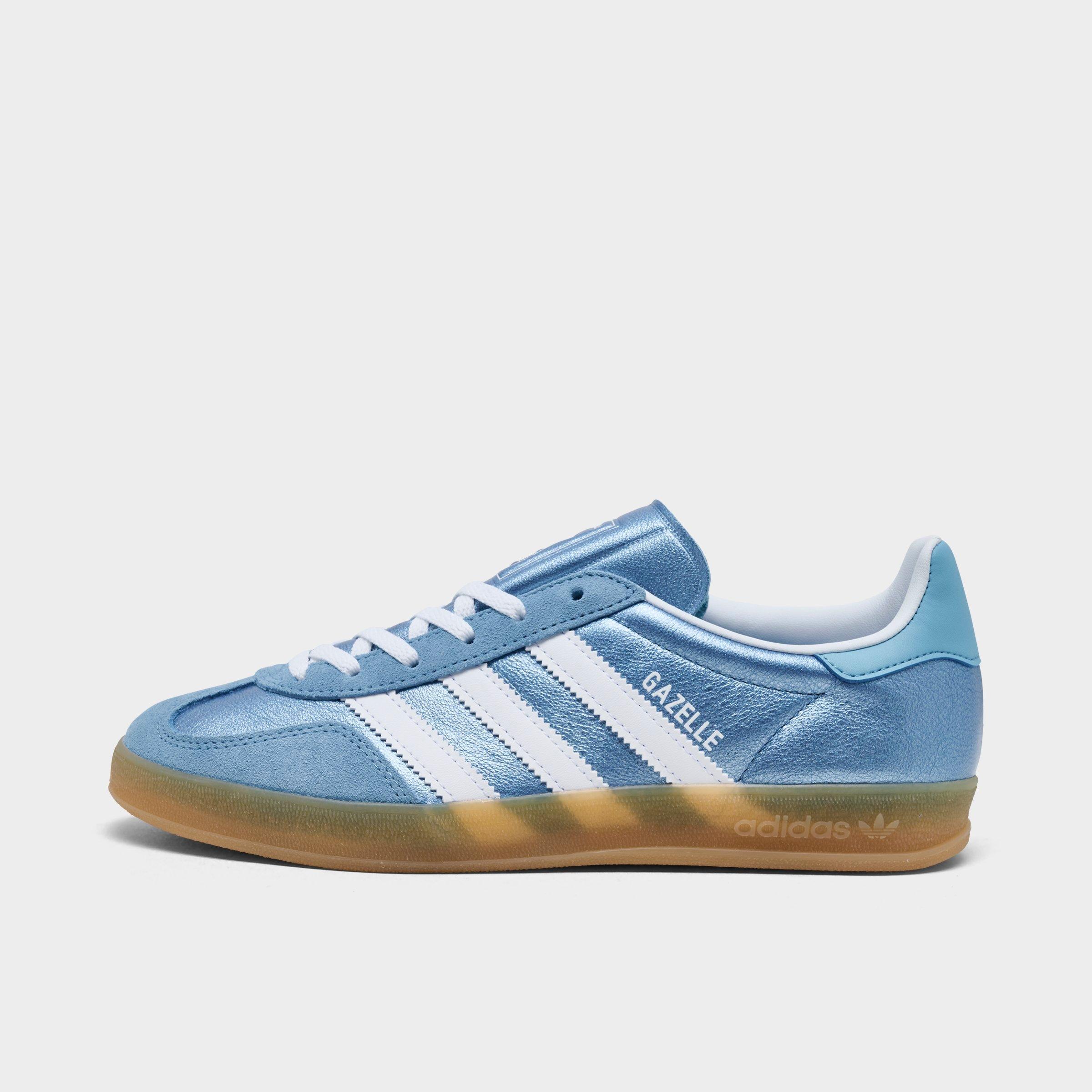 adidas Women's Originals Gazelle Indoor Casual Shoes in Blue/Cloud White/Gum Size: 6.5