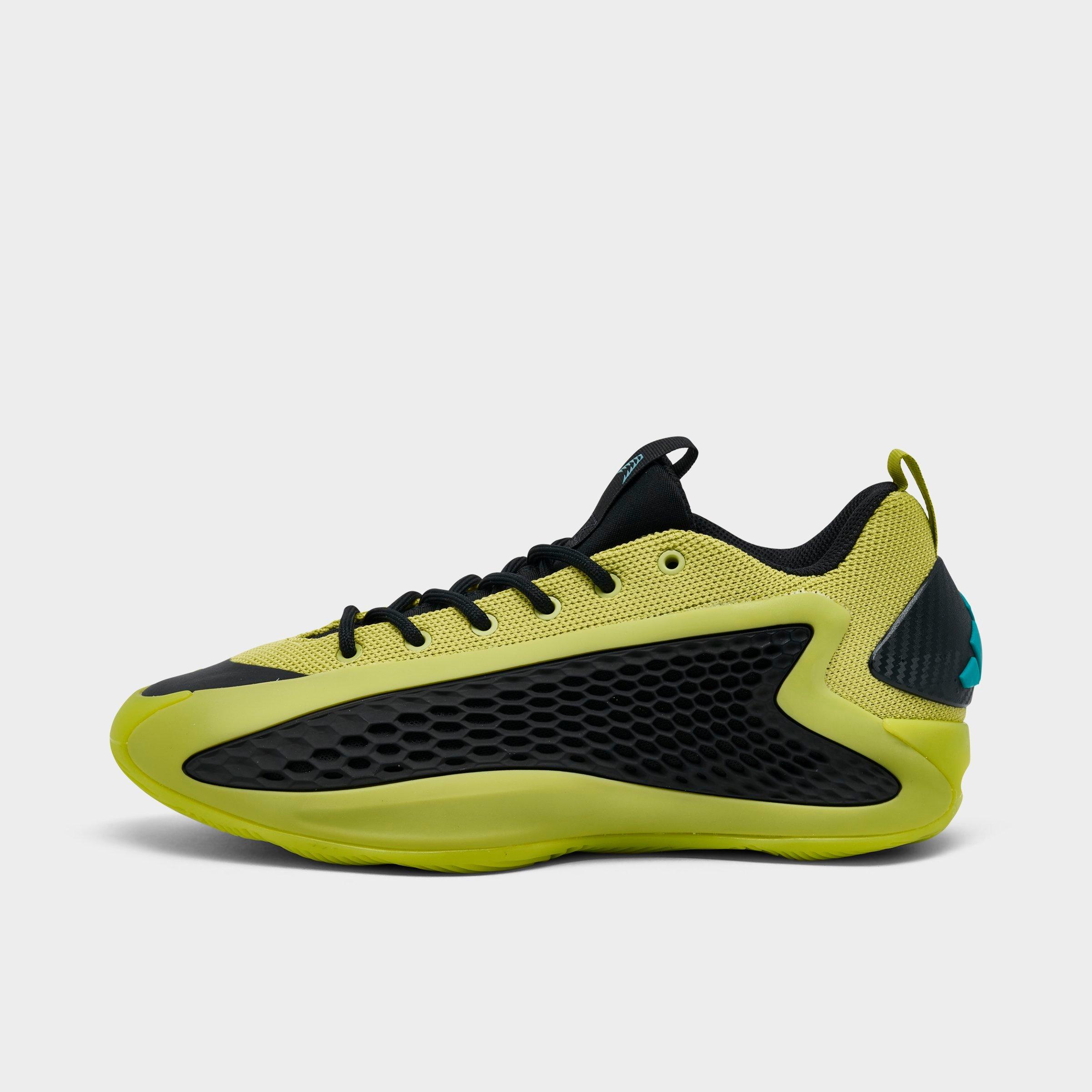 adidas Big Kids Anthony Edwards 1 Low Basketball Shoes in Preloved Lime/Core Black/Pure Teal Size: 4.0