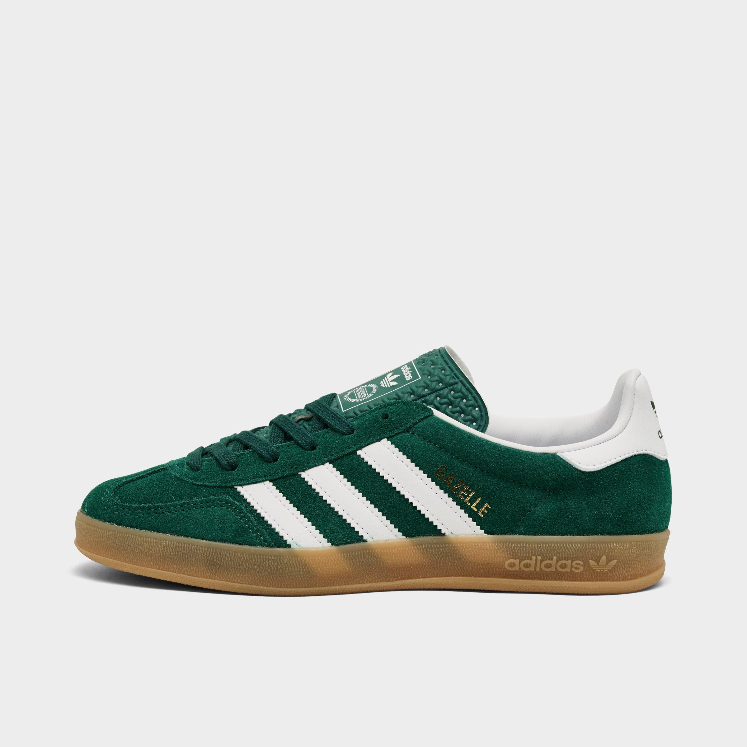 adidas Big Kids Originals Gazelle Indoor Casual Shoes in Collegiate Green/White/Gum Size: 6.5