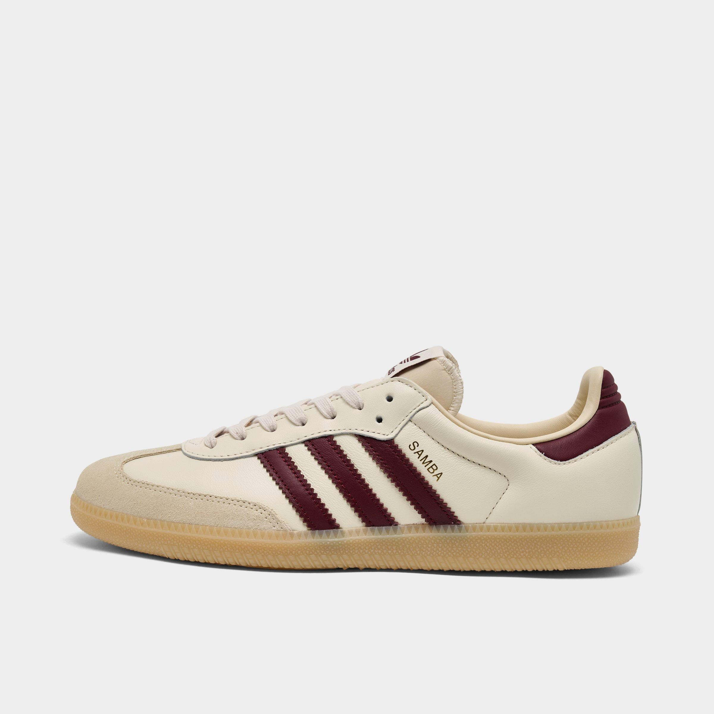 adidas Men's Originals Samba OG Casual Shoes in Wonder White/Shadow Red/Gum Size: 5.0