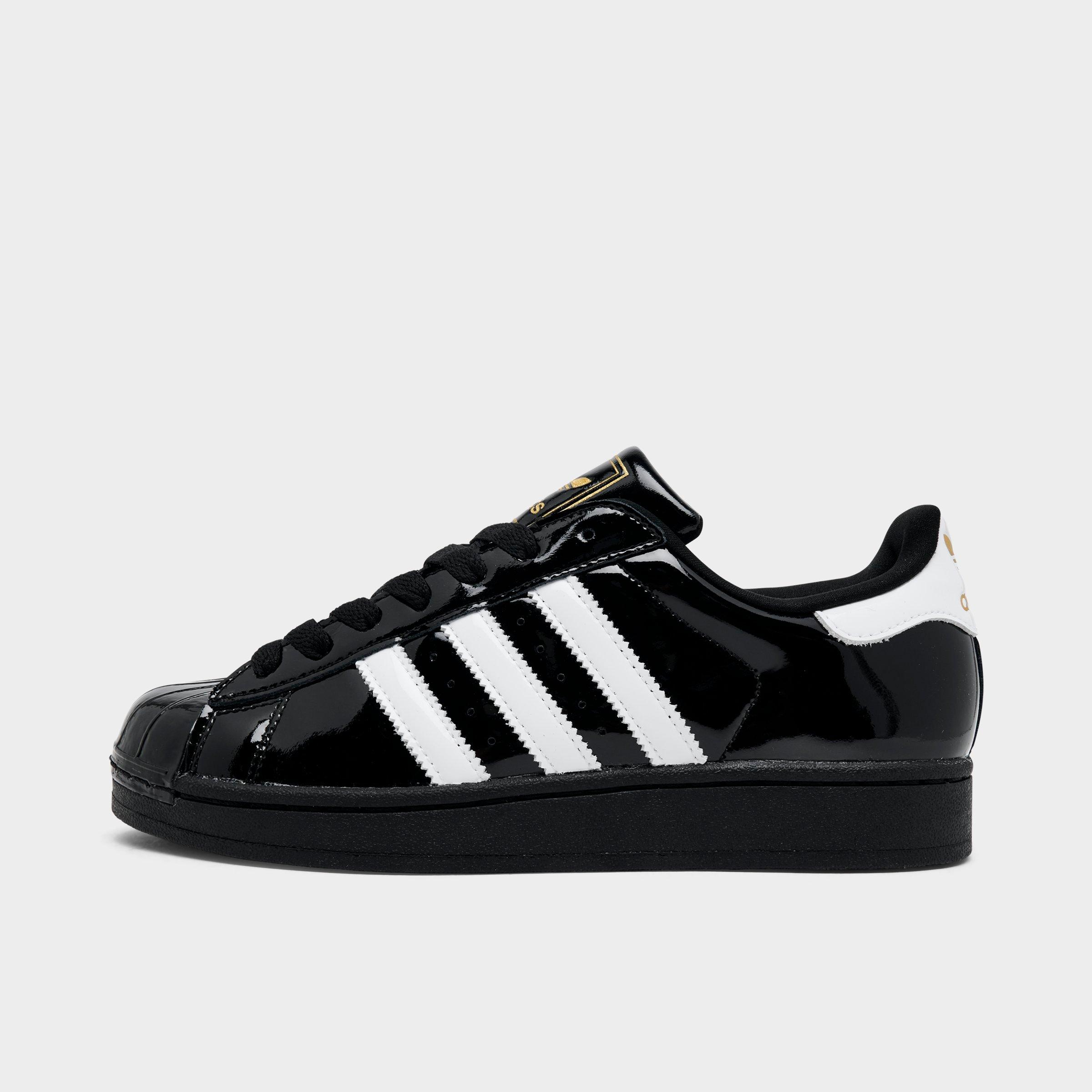 adidas Women's Originals Superstar Casual Shoes in Black/White/Gold Met Size: 5.5